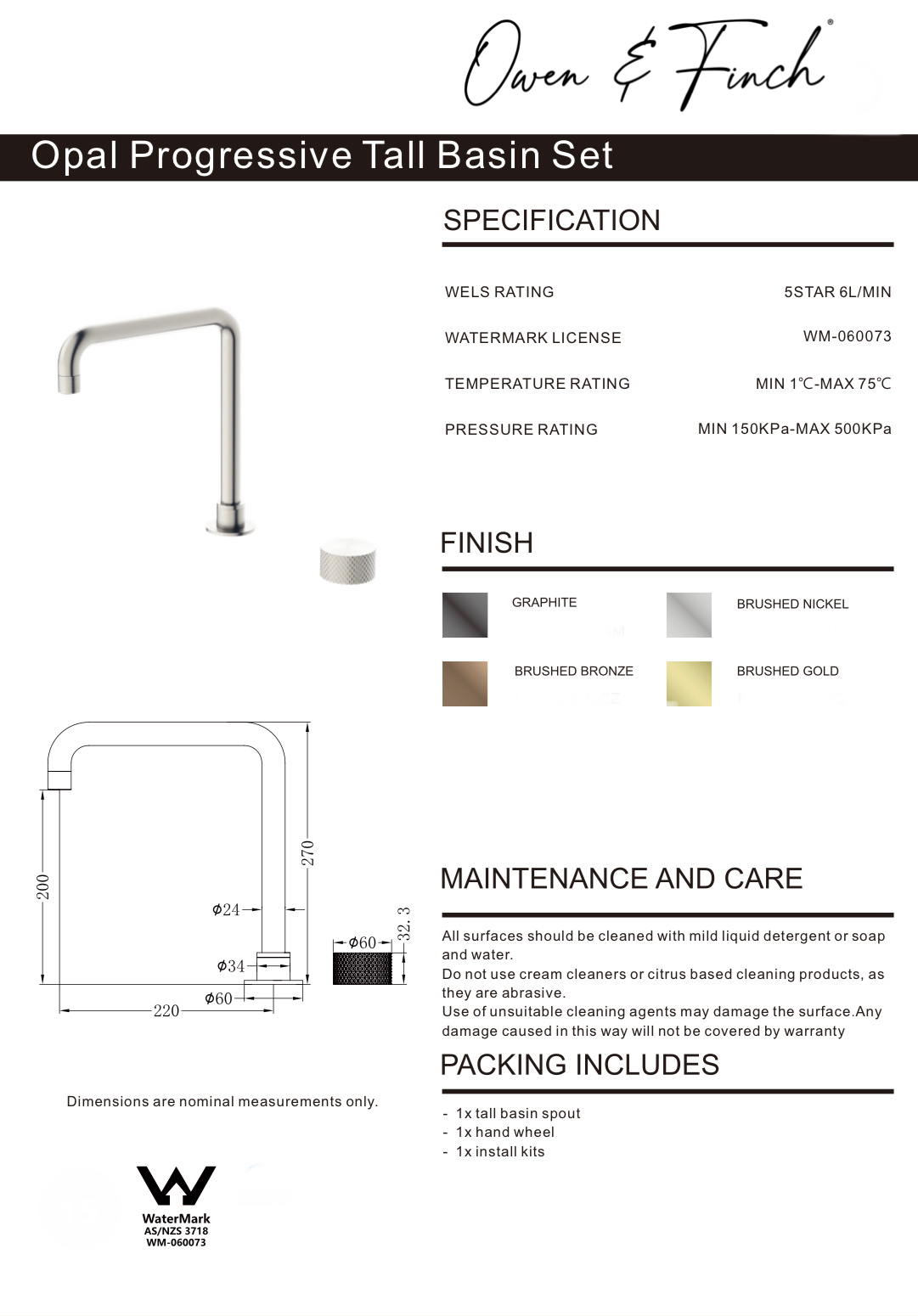 Owen & Finch Opal Progressive Wastafelmengkraan 2-Gats Hoog Model Brushed Graphite PVD