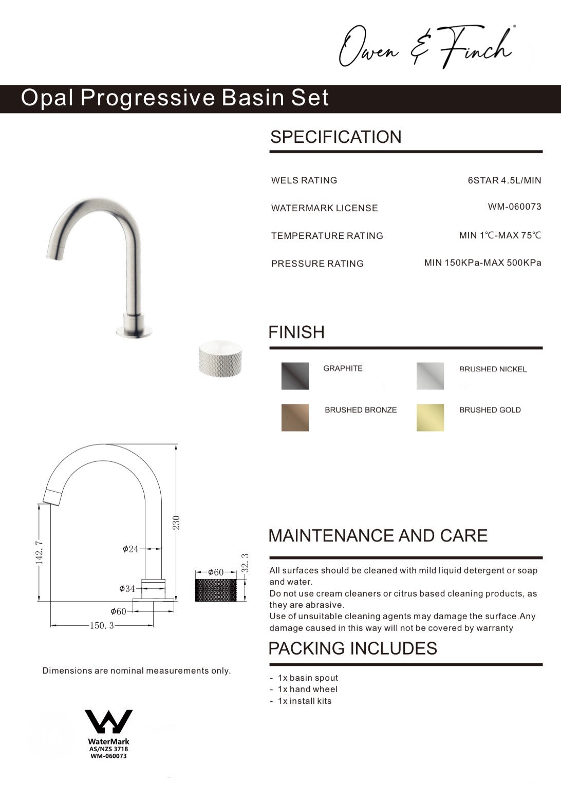 Owen & Finch Opal Progressive Wastafelmengkraan 2-Gats Laag Model Brushed Satin Bronze PVD