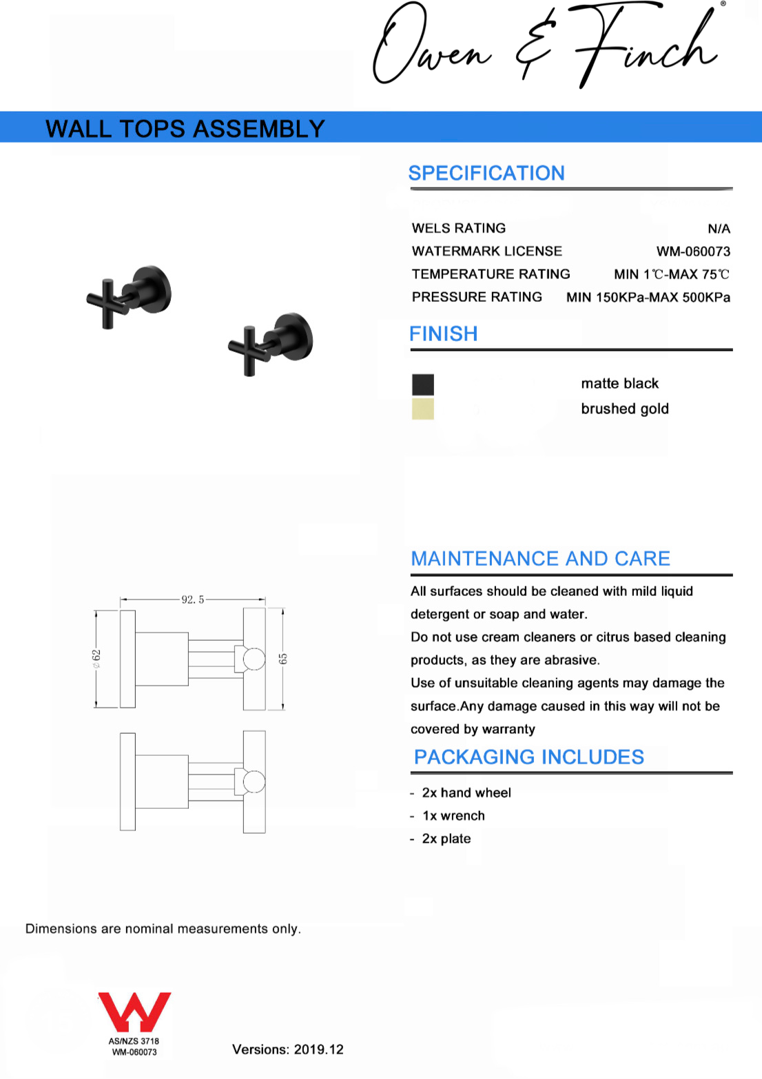 Owen & Finch X-Plus Inbouw Mengkraanset 2-Gats Matte Black