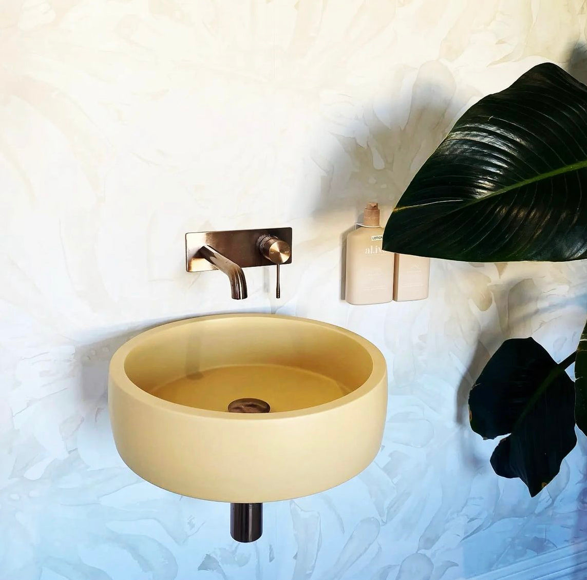 Owen & Finch Opal 2-Gats Inbouw Wastafelmengkraan Met Achterplaat Brushed Champagne GoldPVD