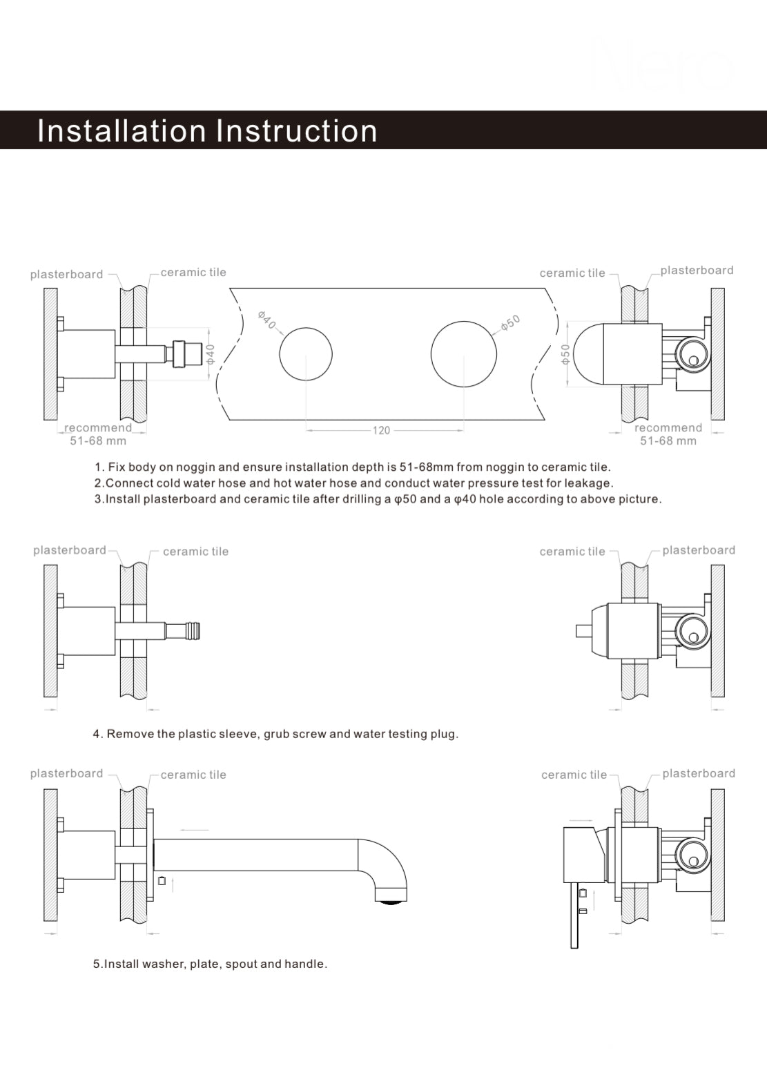 Owen & Finch Mecca 2-Gats Inbouw Wastafelmengkraan Brushed Nickel