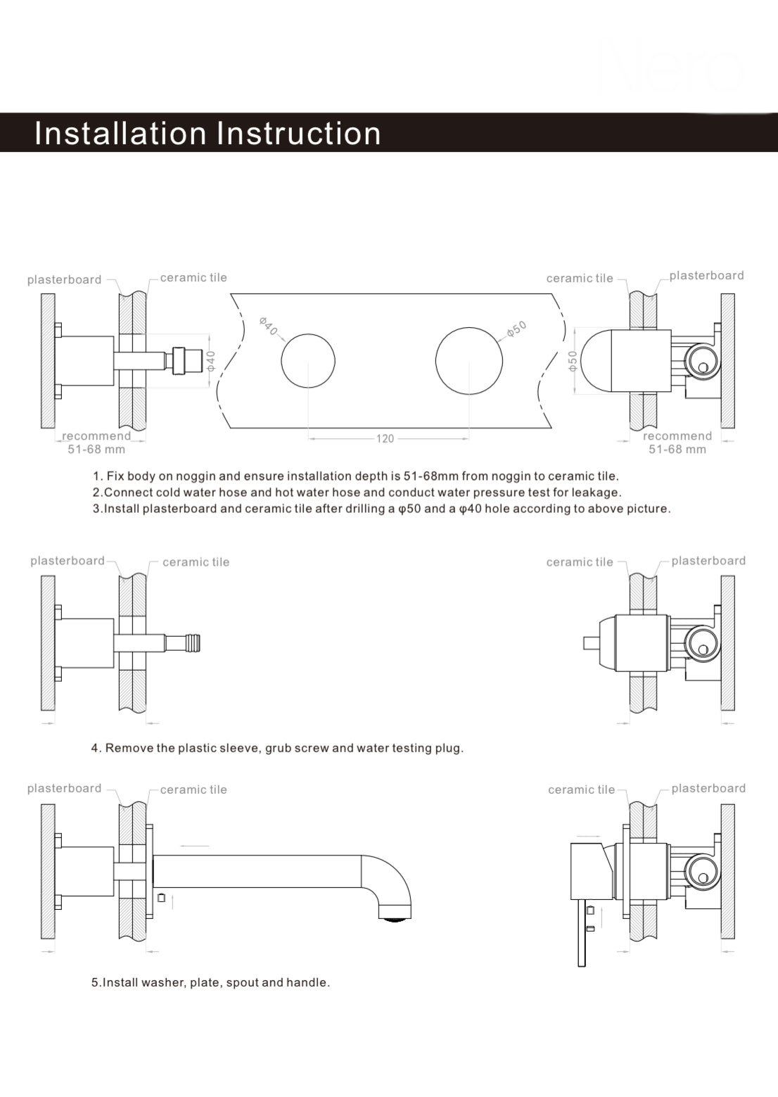 Owen & Finch Mecca 2-Gats Inbouw Wastafelmengkraan Met Achterplaat Brushed Nickel