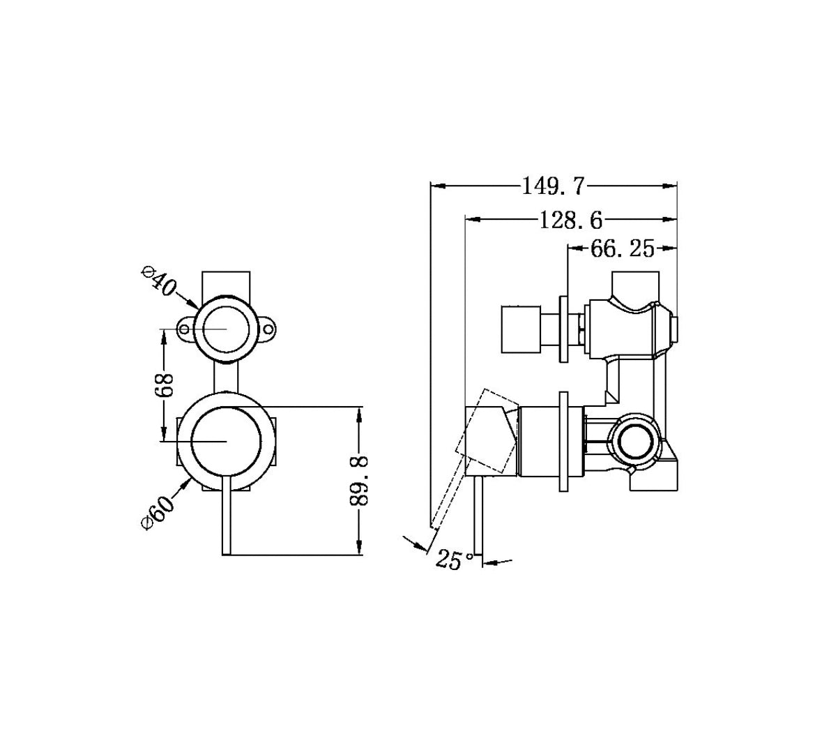 Owen & Finch Mecca 2-Gats Inbouw Douche - Badmengkraan Met Verticale Omstelling Brushed Nickel