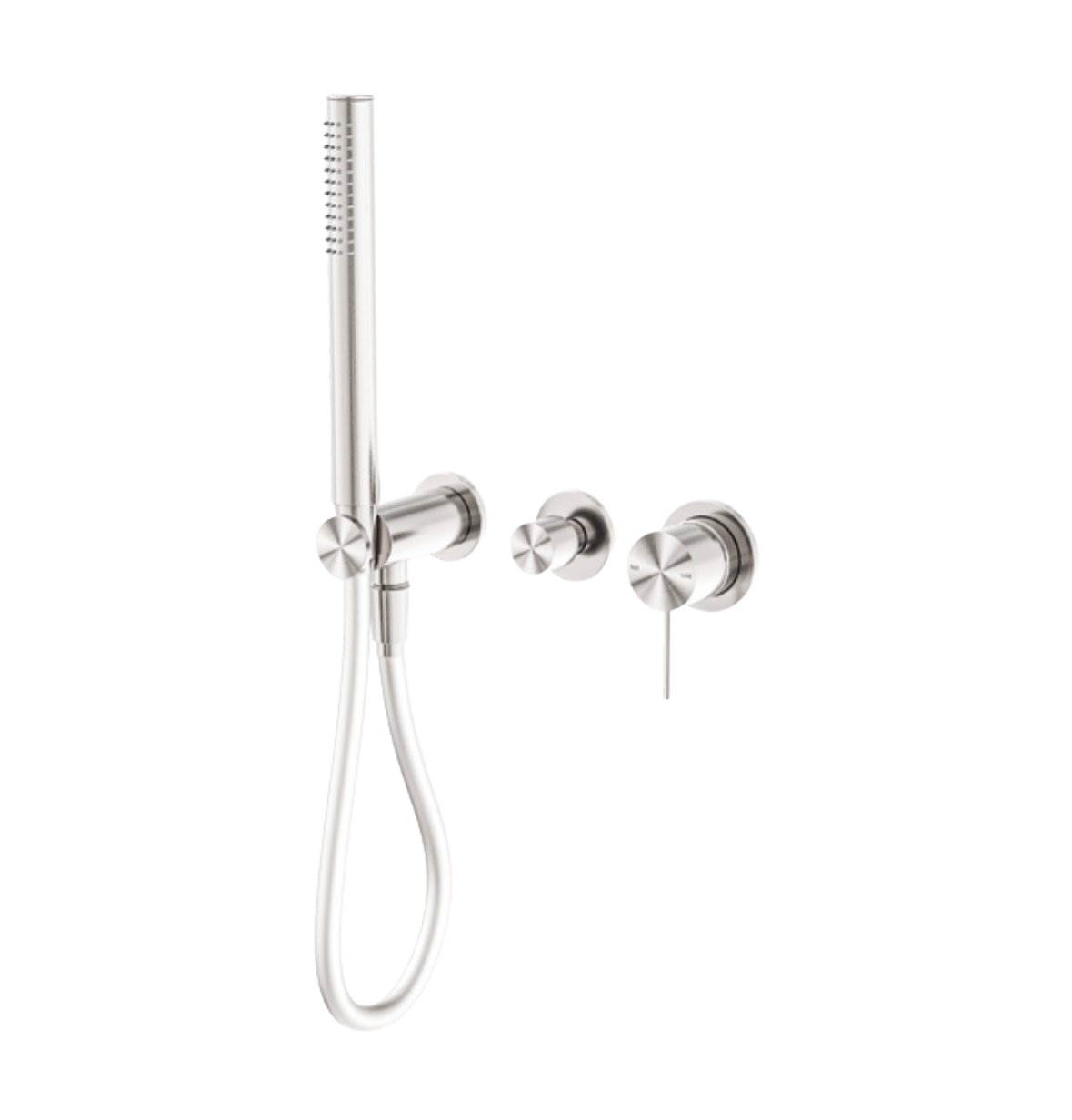 Owen & Finch Mecca 3-Gats Inbouw Badmengkraan Met Staafhanddouche En Horizontale Omstelling Brushed Nickel