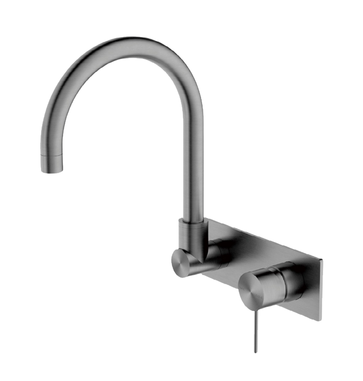 Owen & Finch Mecca 2-Gats Inbouw Draaibare Wastafel- Badmengkraan Met Achterplaat Brushed Gun Metal PVD