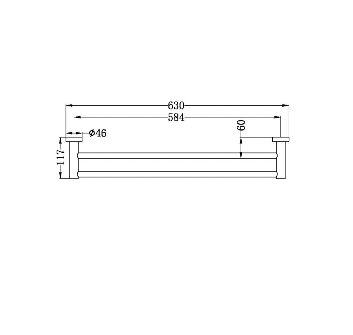 Owen & Finch Mecca Handdoekrek Dubbel Brushed Gun Metal PVD 600mm