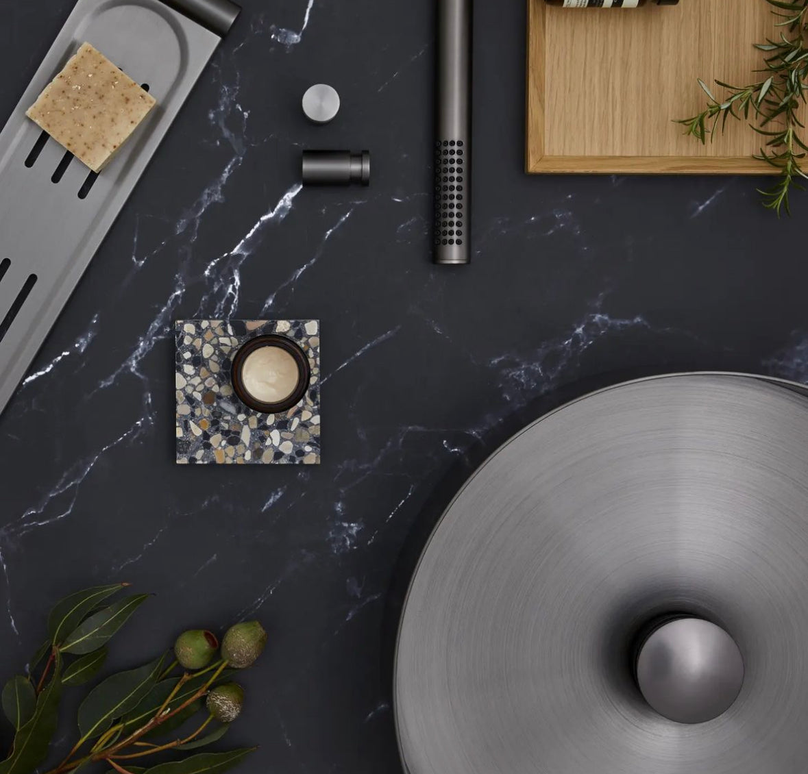 Owen & Finch Waskom RVS Rond Brushed Graphite PVD (OFB401rGR)