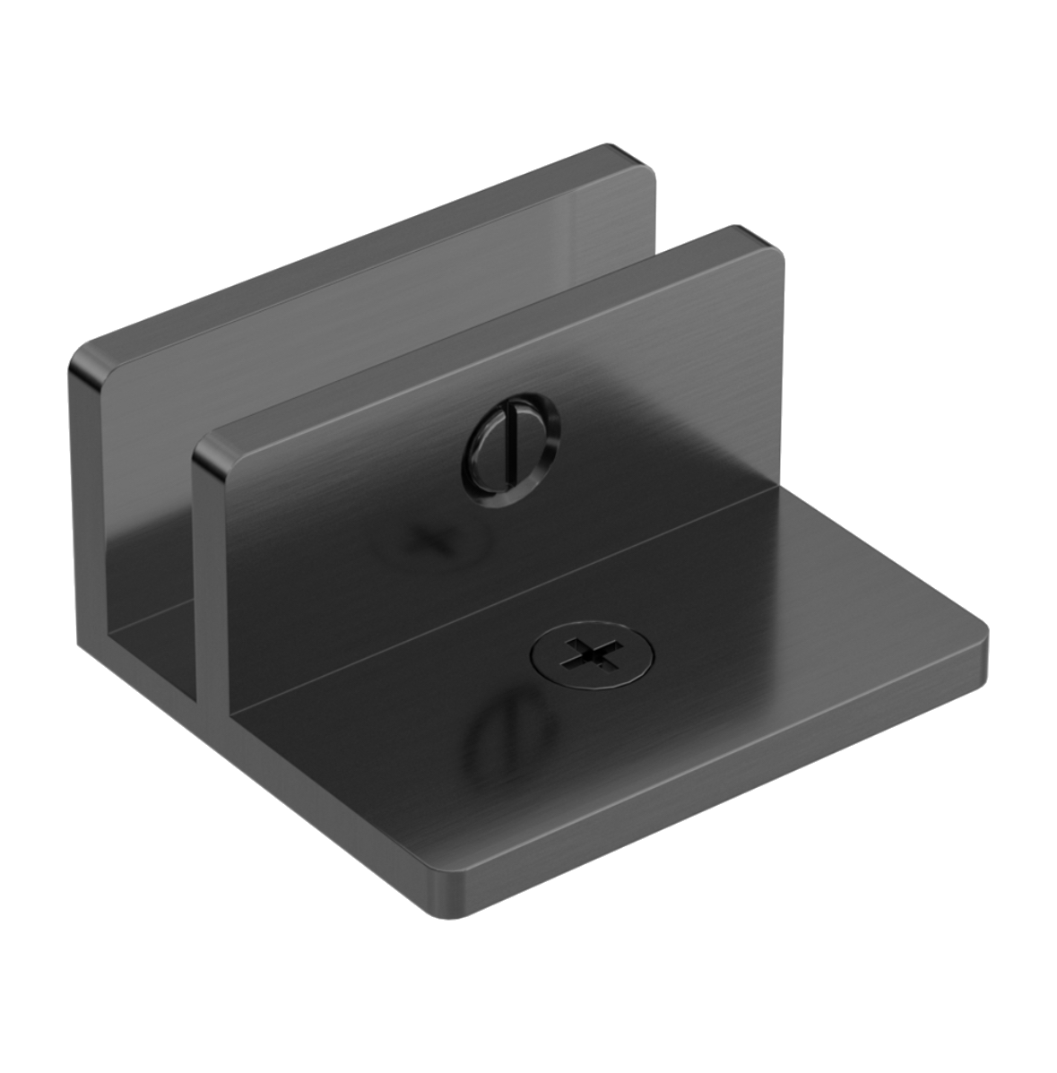 Owen & Finch Glasbeslag Wand- Vloerbevestigingsplaat Brushed Gun Metal PVD