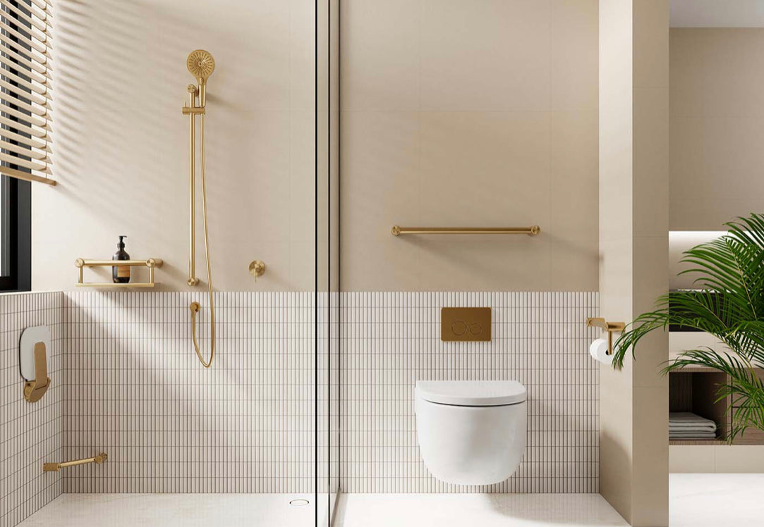 Owen & Finch Mecca Care Toiletrolhouder Met Handgreep Brushed Satin Bronze PVD