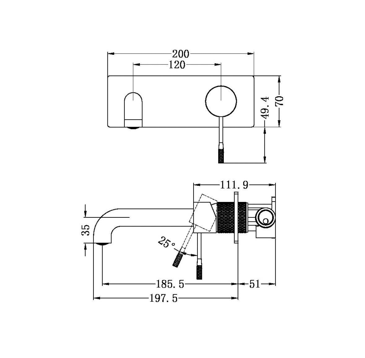 Owen & Finch Opal 2-Gats Inbouw Wastafelmengkraan Met Achterplaat Brushed Nickel PVD