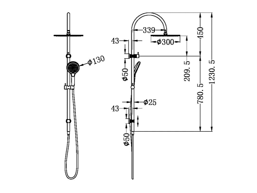 Owen & Finch Opal Air Shower Complete Doucheset Brushed Nickel Met Mengkraan