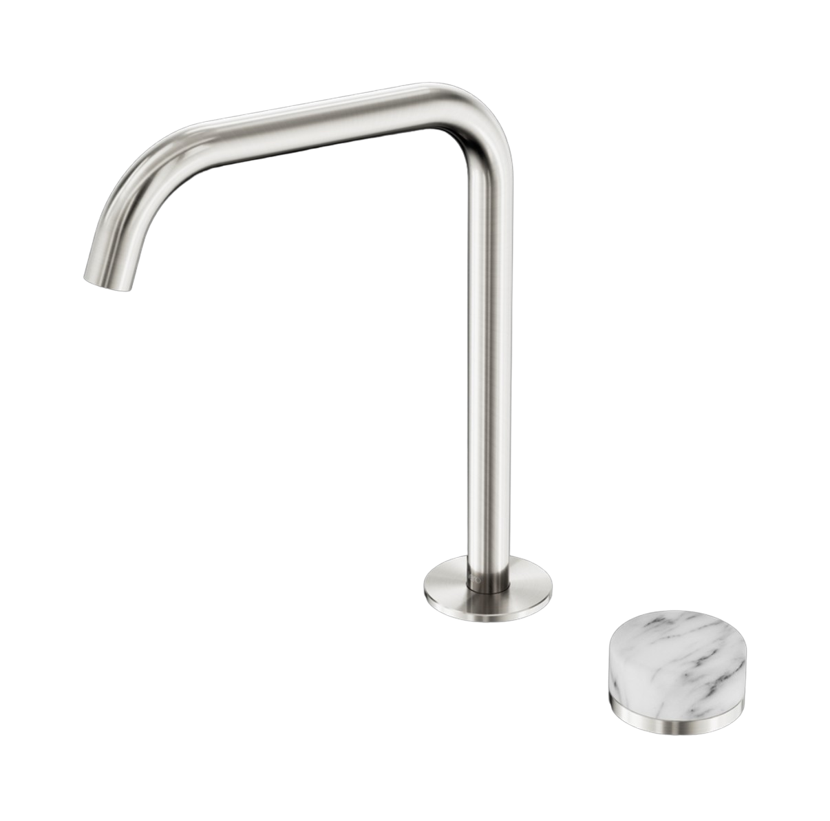 Owen & Finch 2-gats Progressive Inbouw Hoge Wastafelmengkraan Marmeren Greep Brushed Nickel