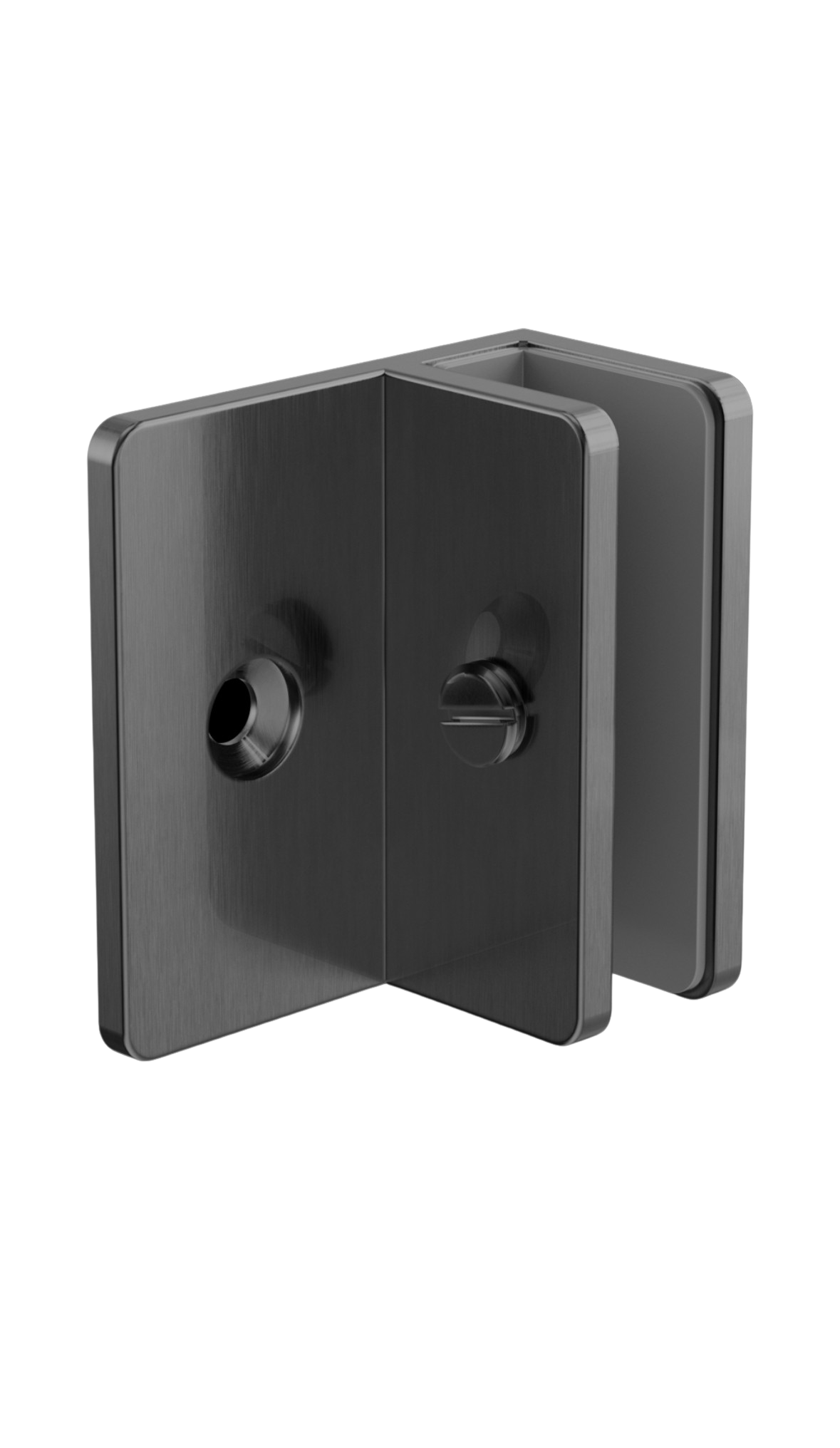 Owen & Finch Glasbeslag Wand- Vloerbevestigingsplaat Brushed Gun Metal PVD (OFSH202GM)