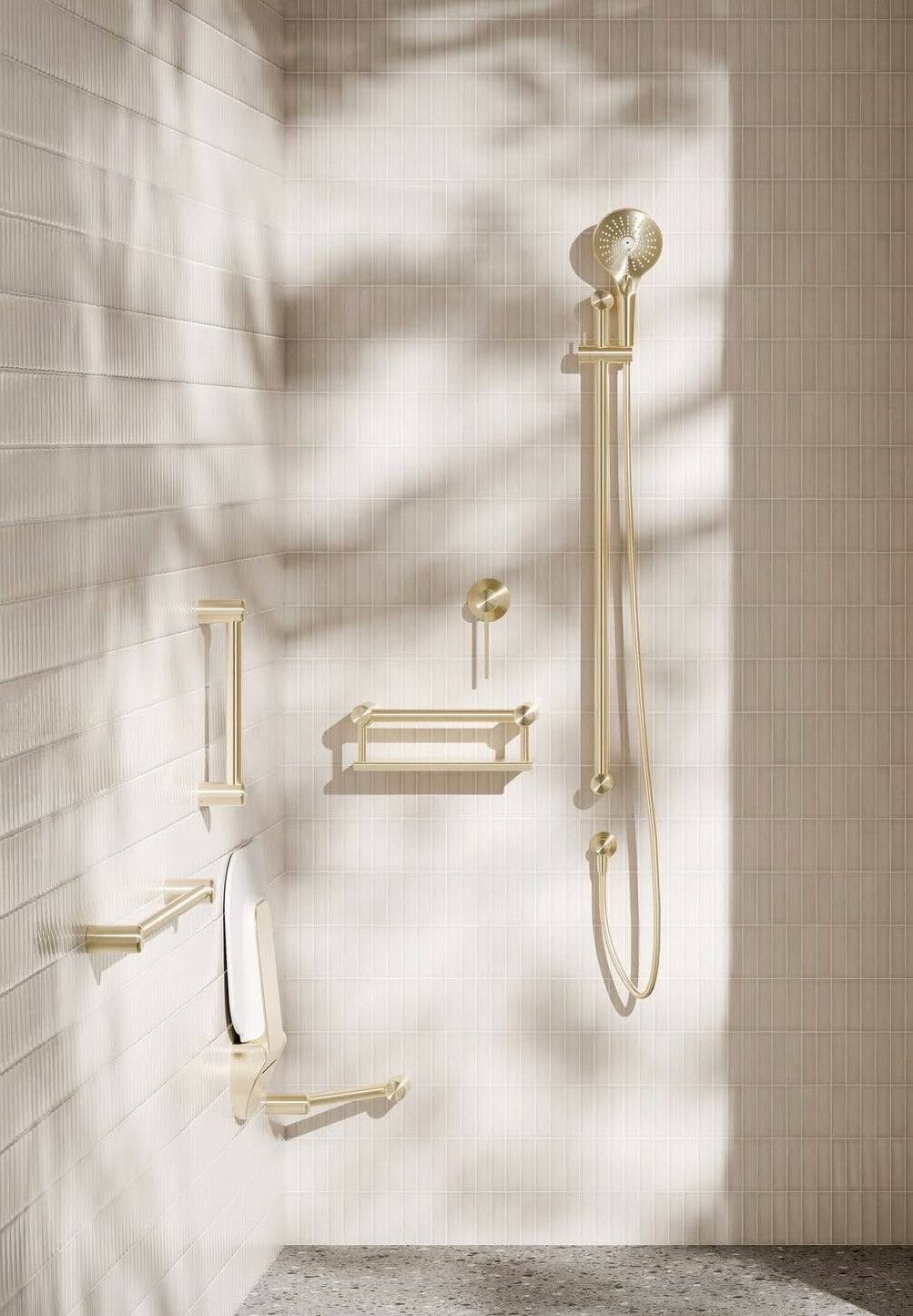 Owen & Finch Care Inklapbare Douchestoel Brushed Champagne Gold PVD (OFCR0003BG)