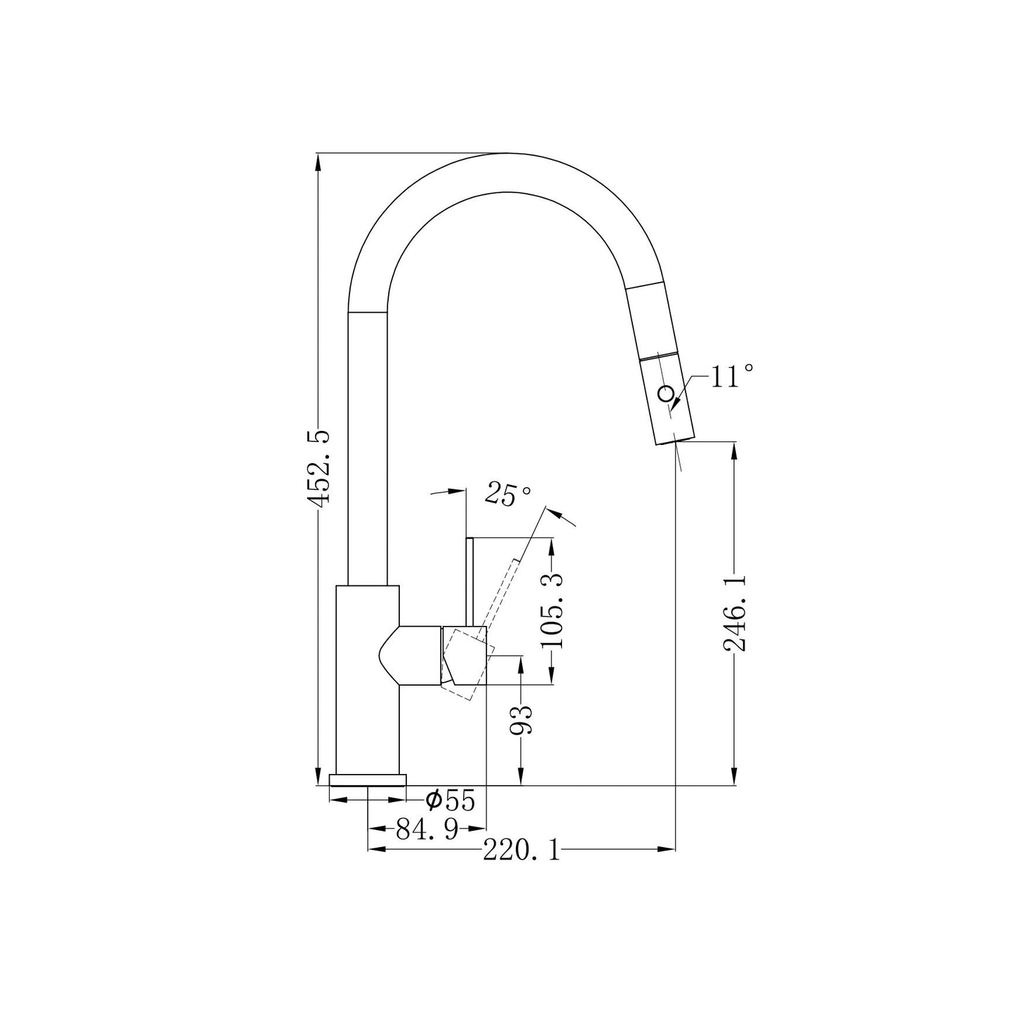 Owen & Finch Mecca 1-Gats Keukenmengkraan Pull Out Chroom