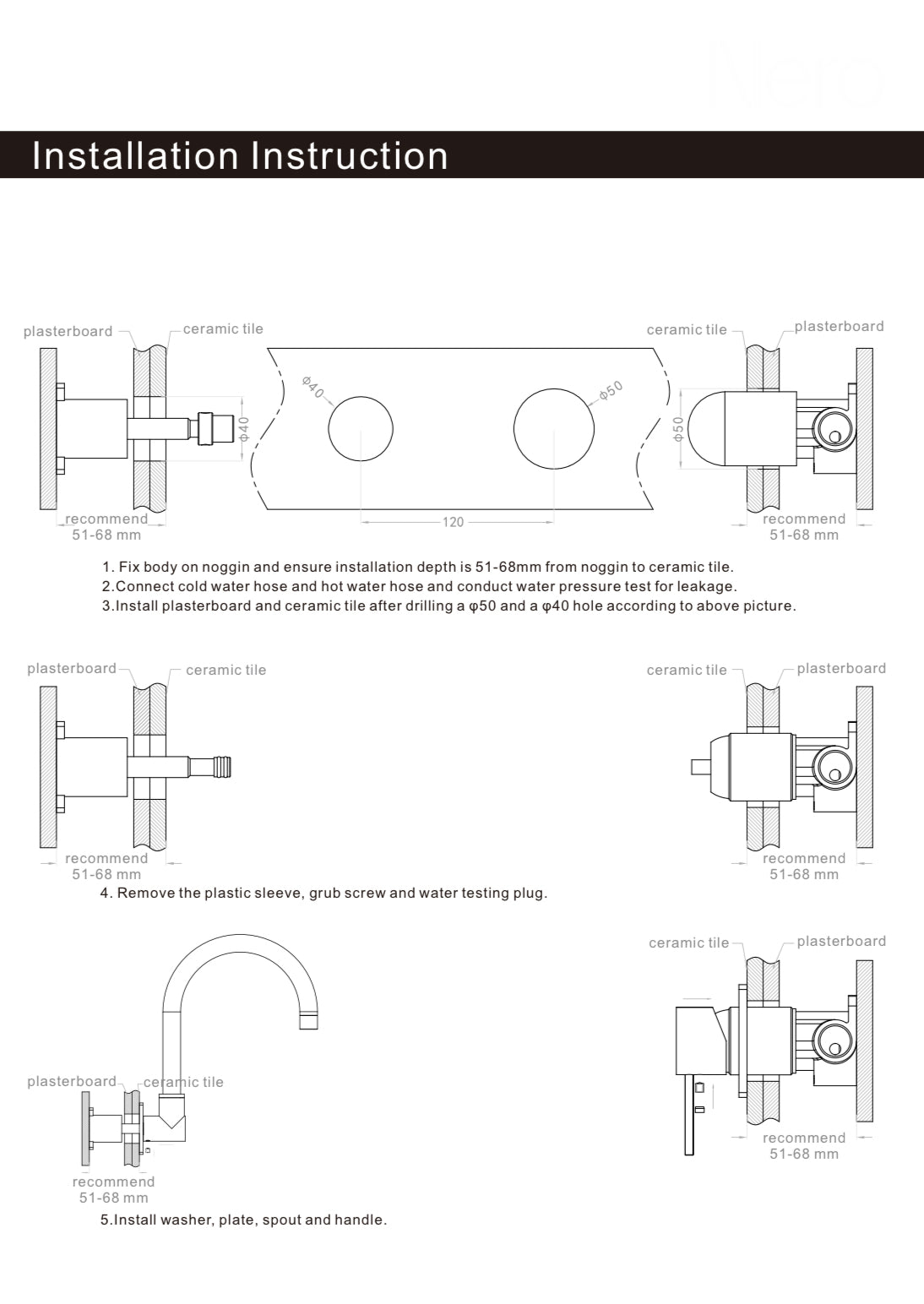 Owen & Finch Mecca 2-Gats Inbouw Draaibare Wastafel- Badmengkraan Met Achterplaat Brushed Nickel