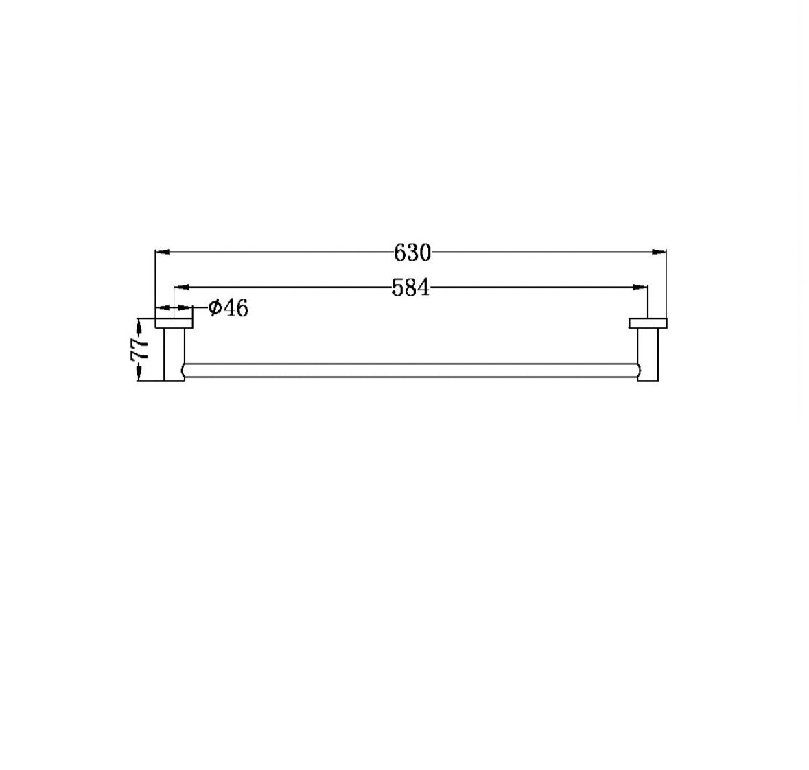Owen & Finch Mecca Handdoekrek Enkel Brushed Nickel 600mm