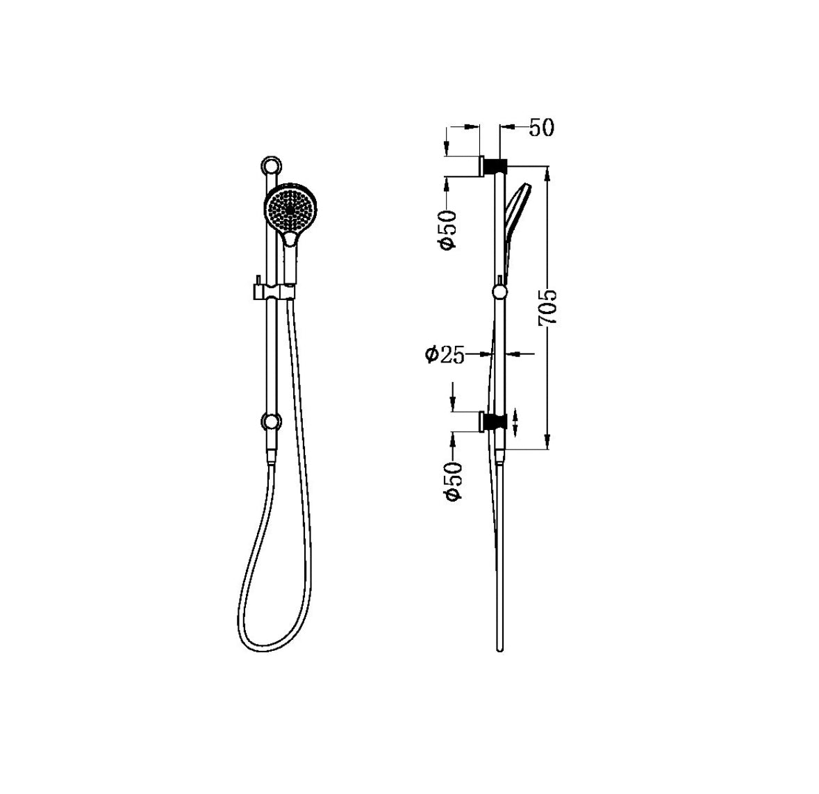 Owen & Finch Opal Air Shower Handdouche Met Glijstang Brushed Nickel PVD