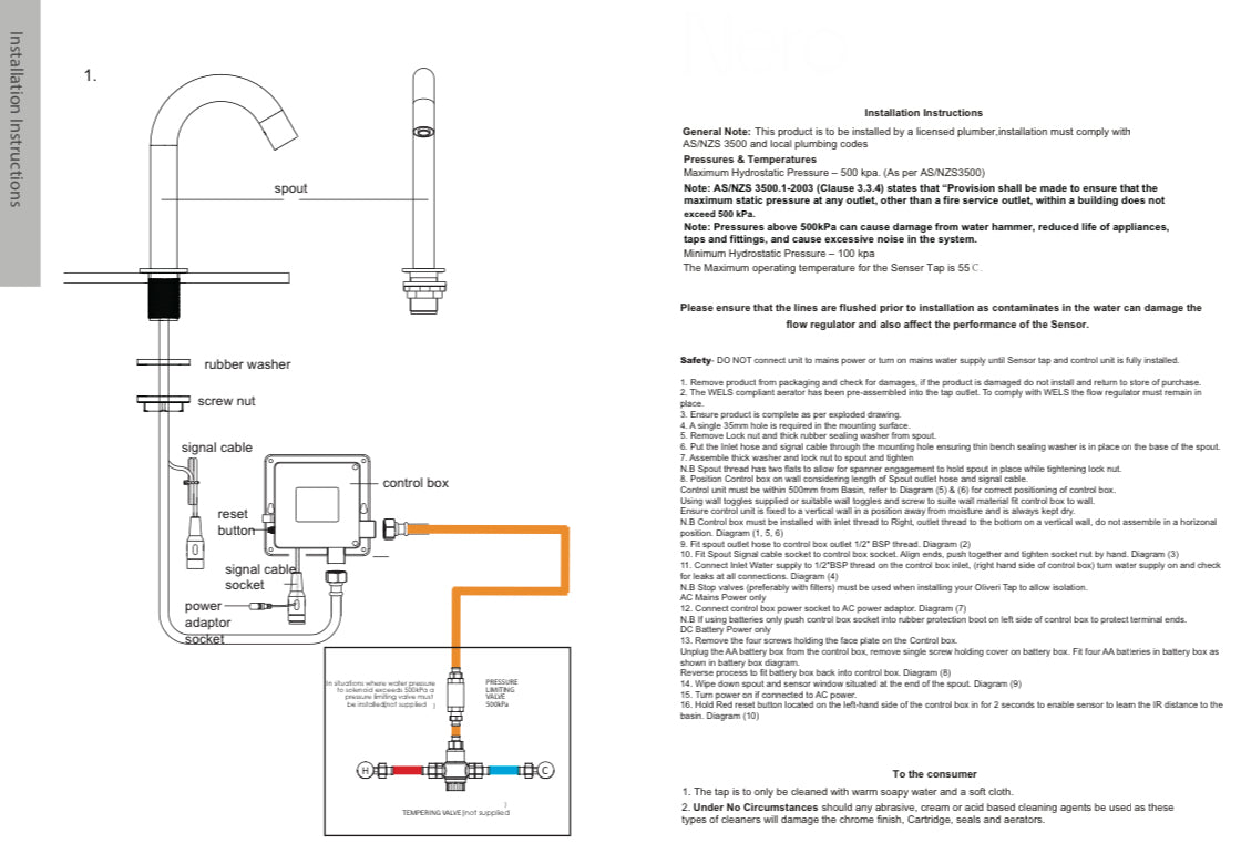 Owen & Finch 1-Gats Sensor Inbouw Wastafelkraan Chroom