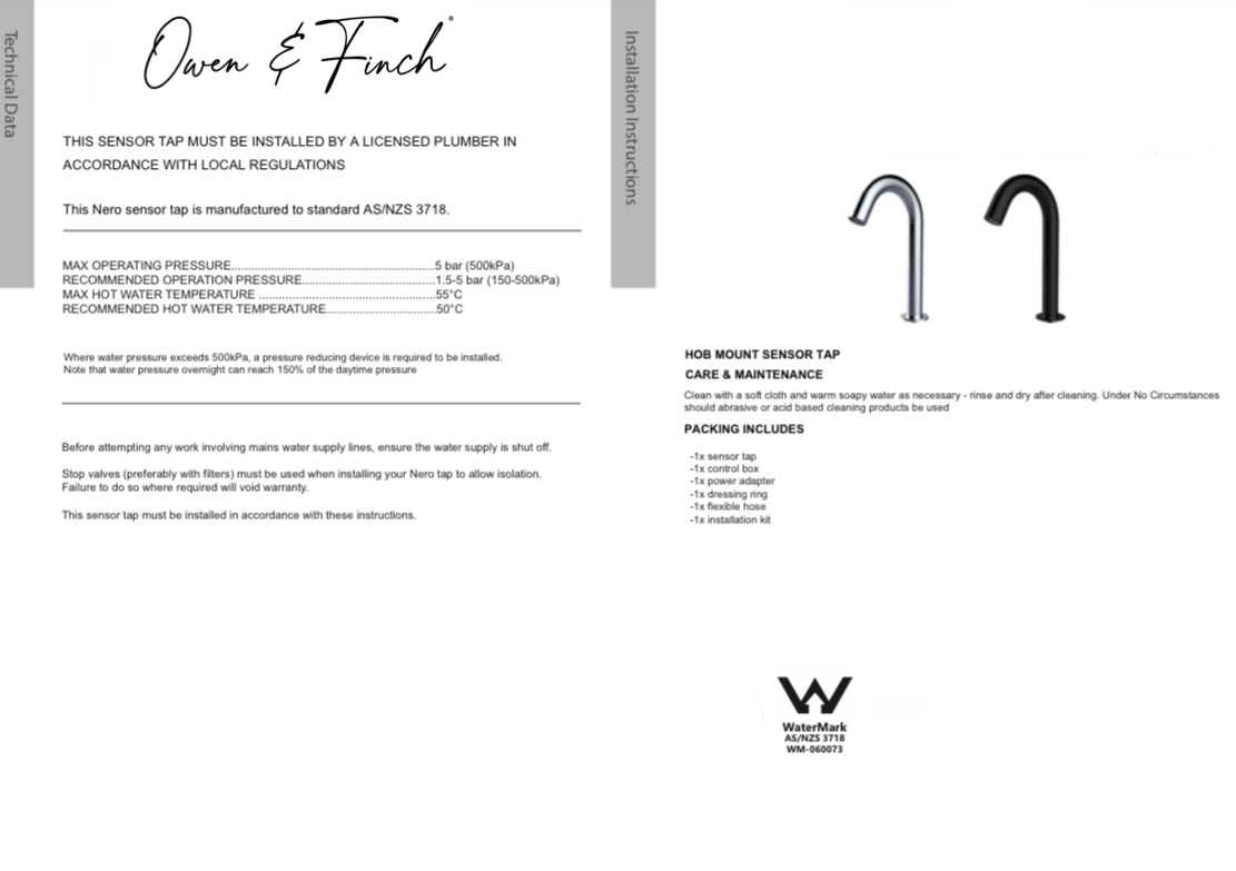 Owen & Finch 1-Gats Sensor Inbouw Wastafelkraan Brushed Gun Metal PVD