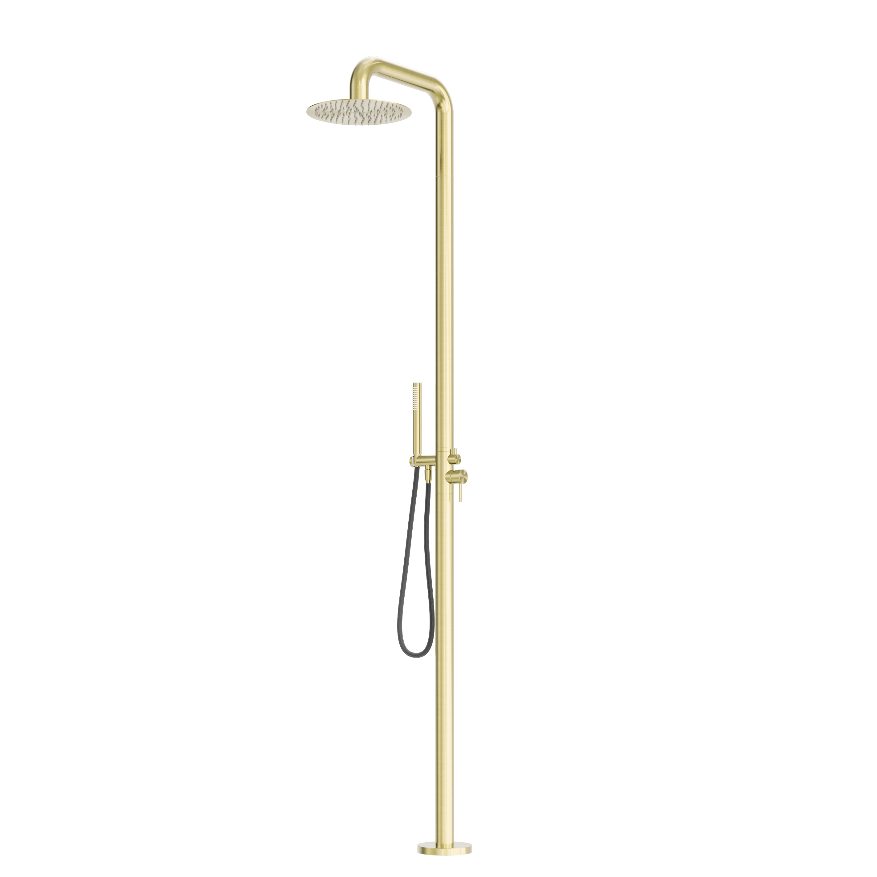 Owen &amp; Finch Luxury Outdoor Shower – 316L Stainless Steel – Brushed Satin Bronze (PVD) – Rain Shower Ø300 mm + Rod Hand Shower (OF162205aBG) 