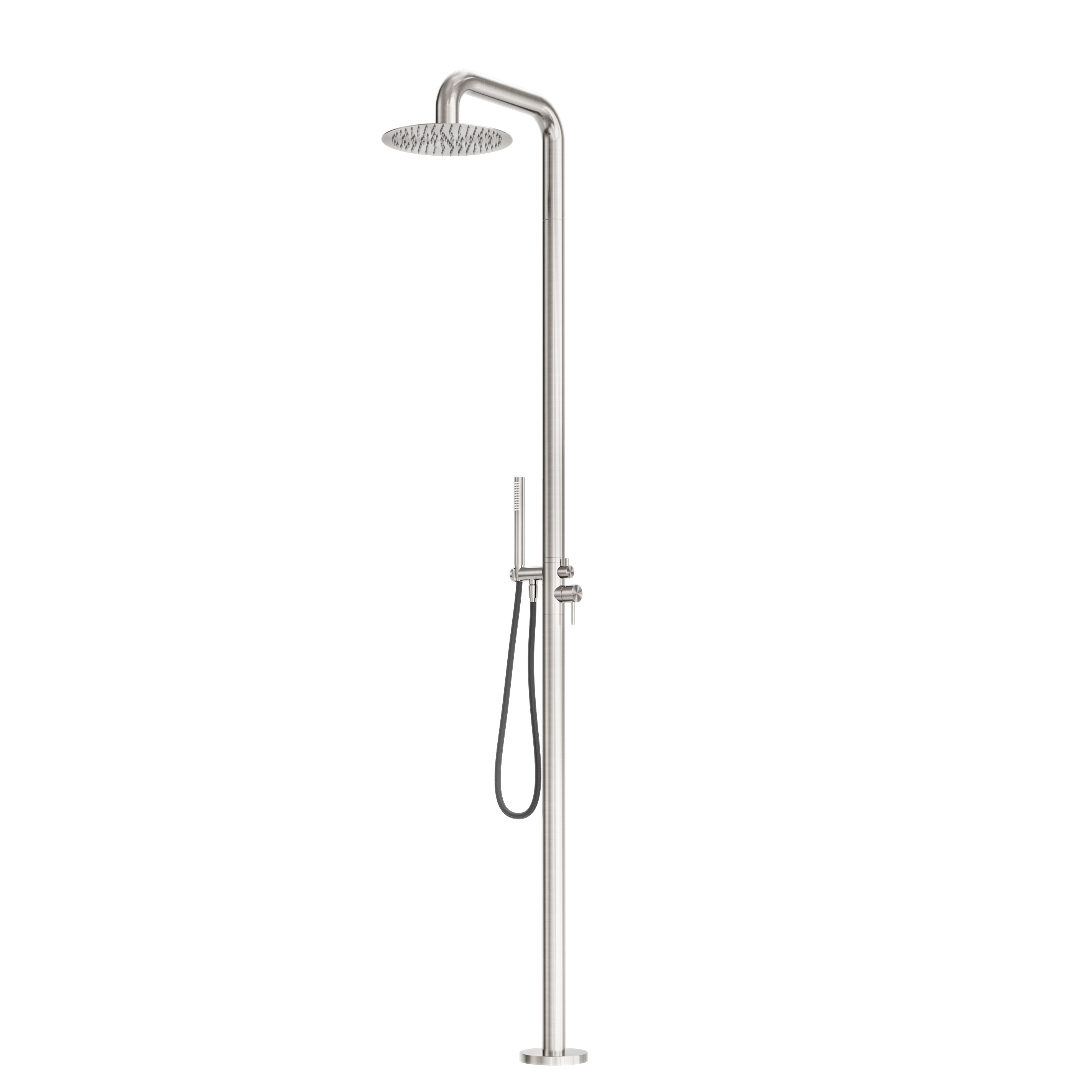 Owen &amp; Finch Luxury Outdoor Shower – 316L Stainless Steel – Brushed Nickel – Rain Shower Ø300 mm + Rod Hand Shower (OF162205aBN) 