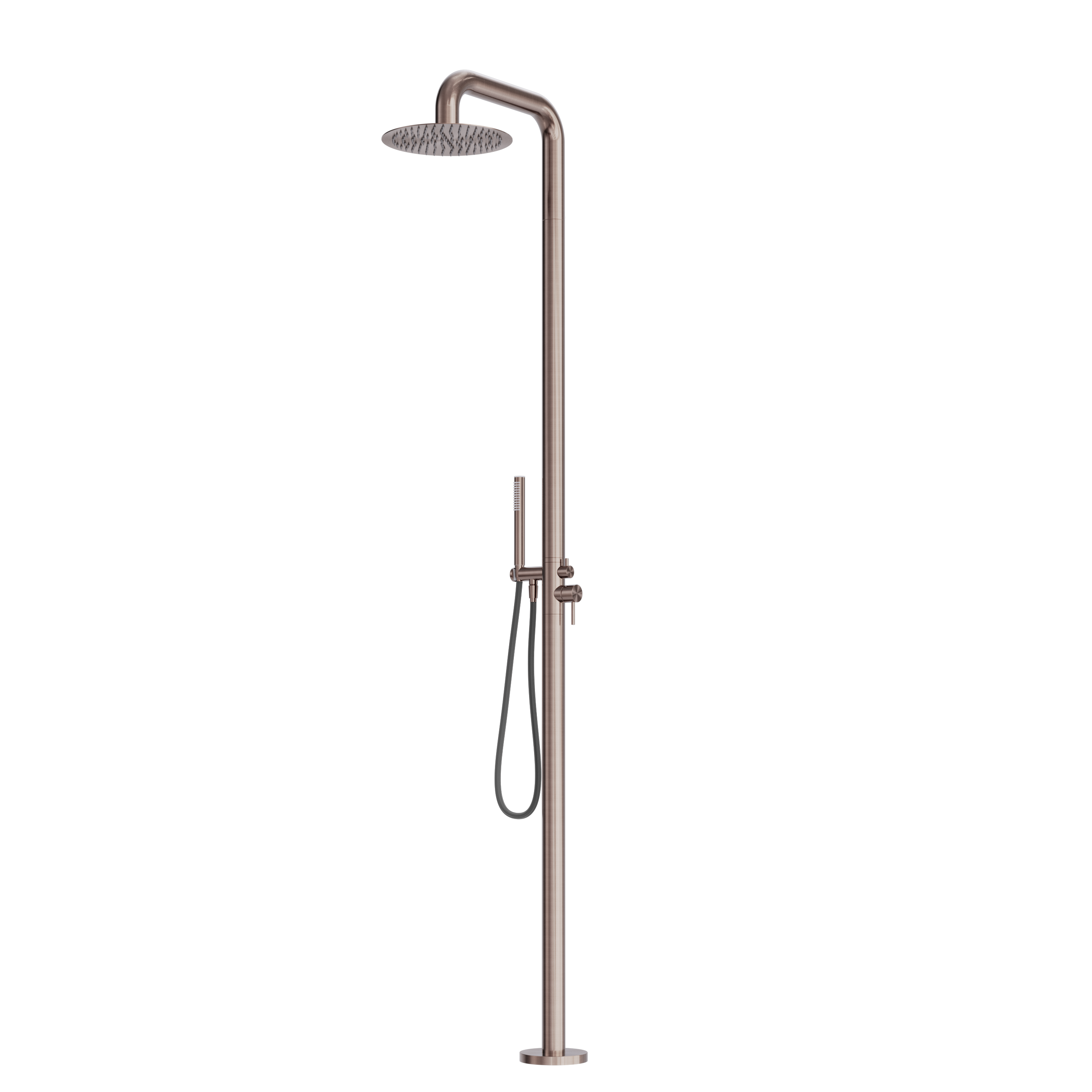 Owen &amp; Finch Luxury Outdoor Shower – 316L Stainless Steel – Brushed Satin Bronze (PVD) – Rain Shower Ø300 mm + Rod Hand Shower (OF162205aBZ) 