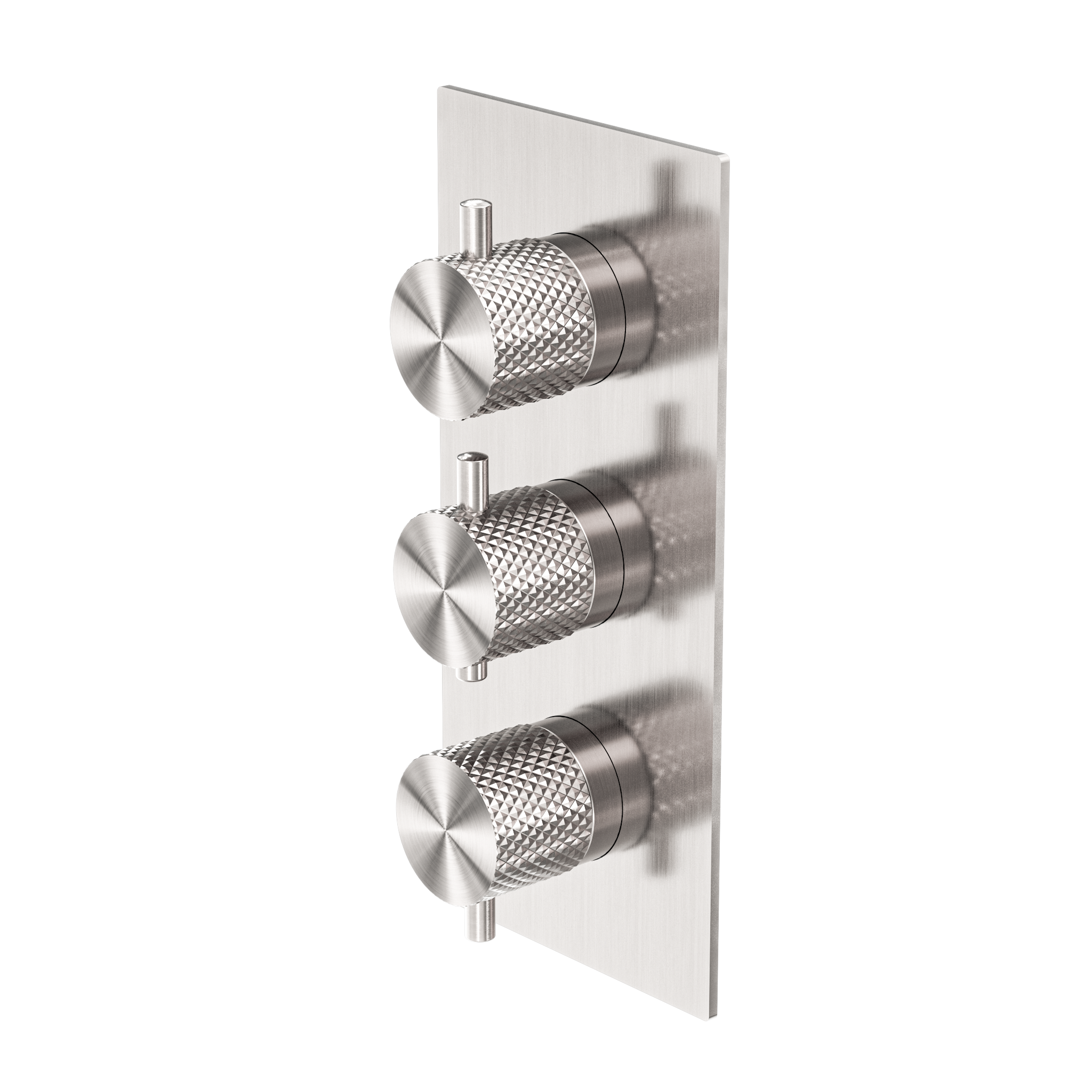Owen & Finch Messing Doucheset – Geborsteld Nikkel | Thermostaatkraan met Diamantkarteling, Handdouche & Regendouche Ø250mm (OF251913BN)