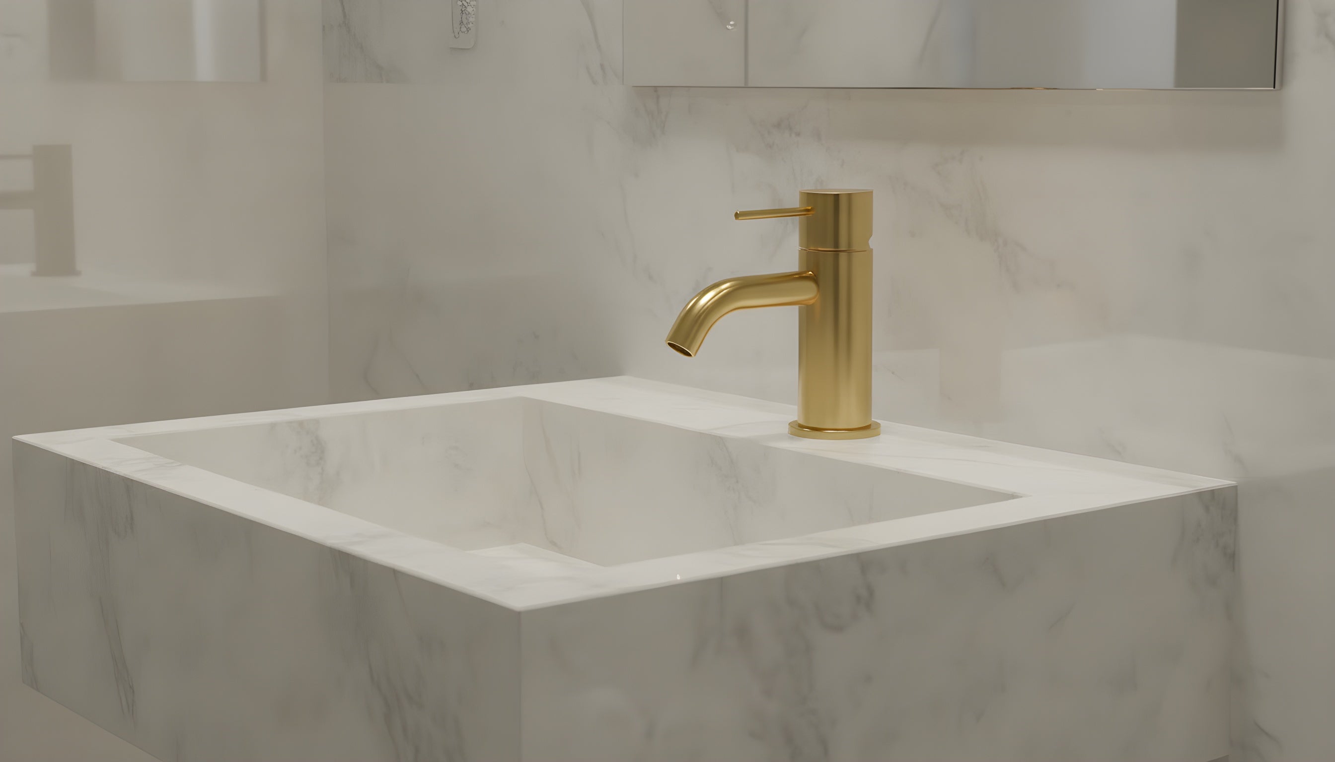 Owen & Finch Messing Lage Fonteinmengkraan Geborsteld Champagne Goud PVD (OF221901fBG)