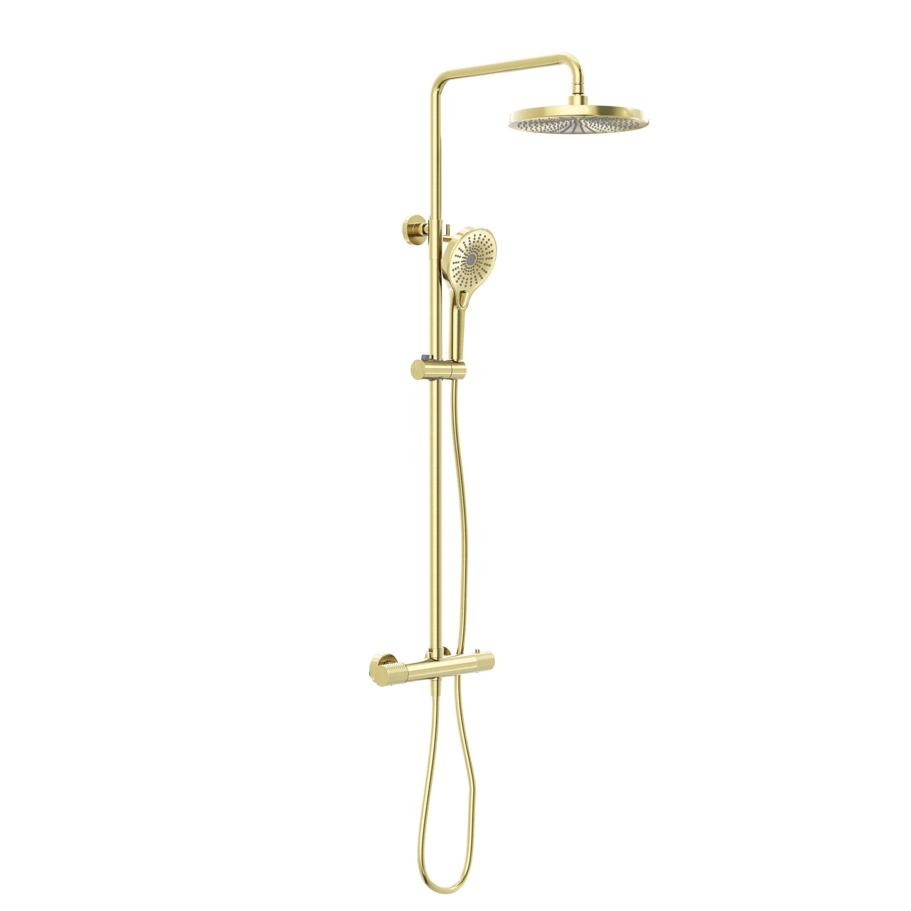 Owen & Finch Luxe Messing Doucheset | Geborsteld Champagne Goud met Thermostaatkraan PVD (OF251906BG)