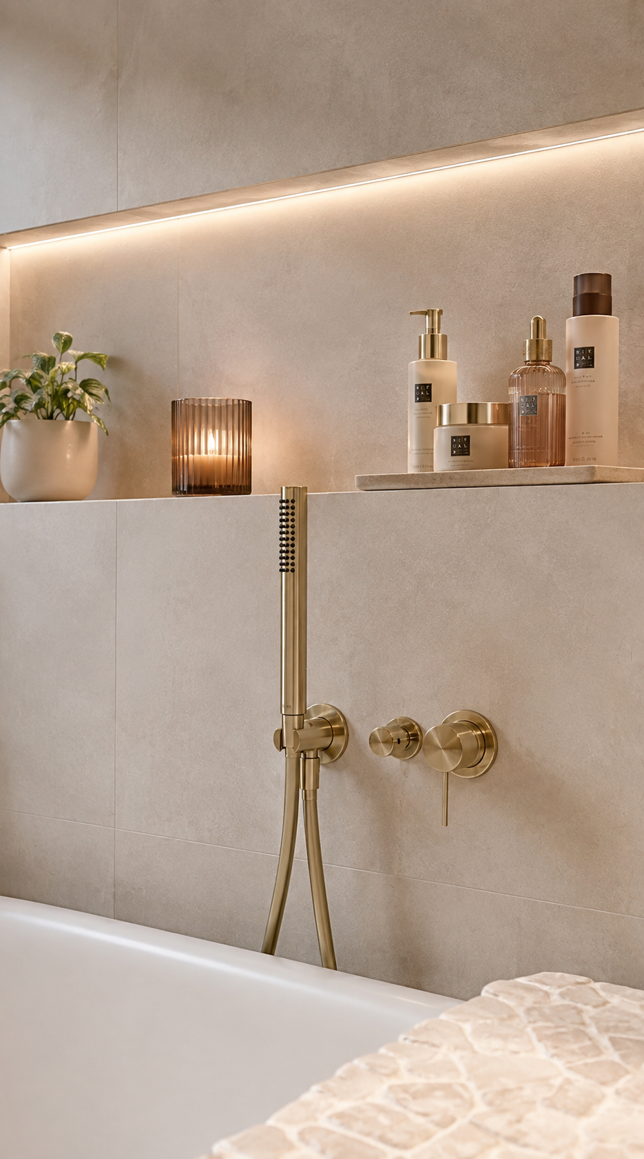 Handdouche Met Omstel Messing Geborsteld Champagne Goud PVD | Owen & Finch (OF221912fBG)