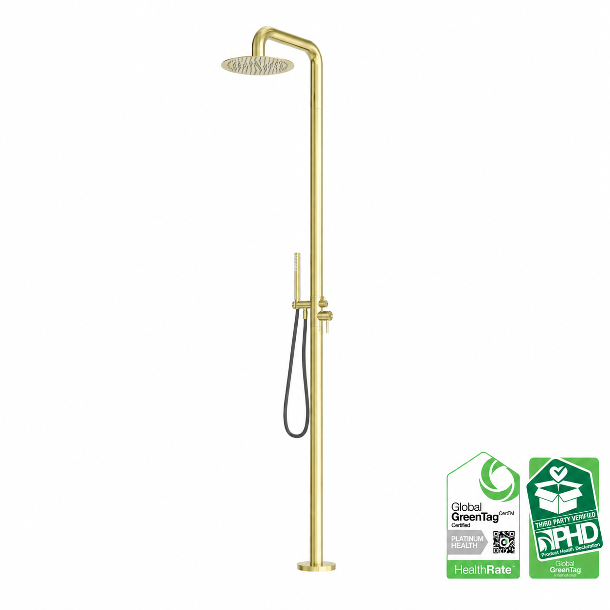 Owen &amp; Finch Luxury Outdoor Shower – 316L Stainless Steel – Brushed Satin Bronze (PVD) – Rain Shower Ø300 mm + Rod Hand Shower (OF162205aBG) 