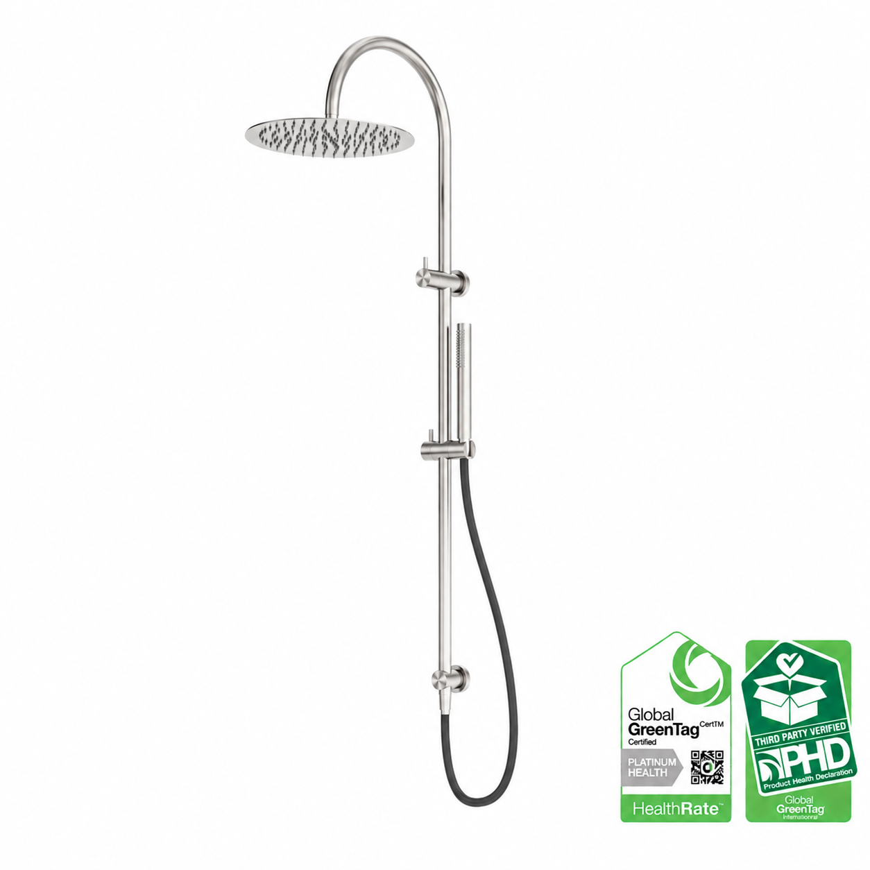 Owen &amp; Finch Luxury Outdoor Rain Shower with Handheld Shower Head – 316L Stainless Steel Brushed Nickel (OF162205c01BN) 