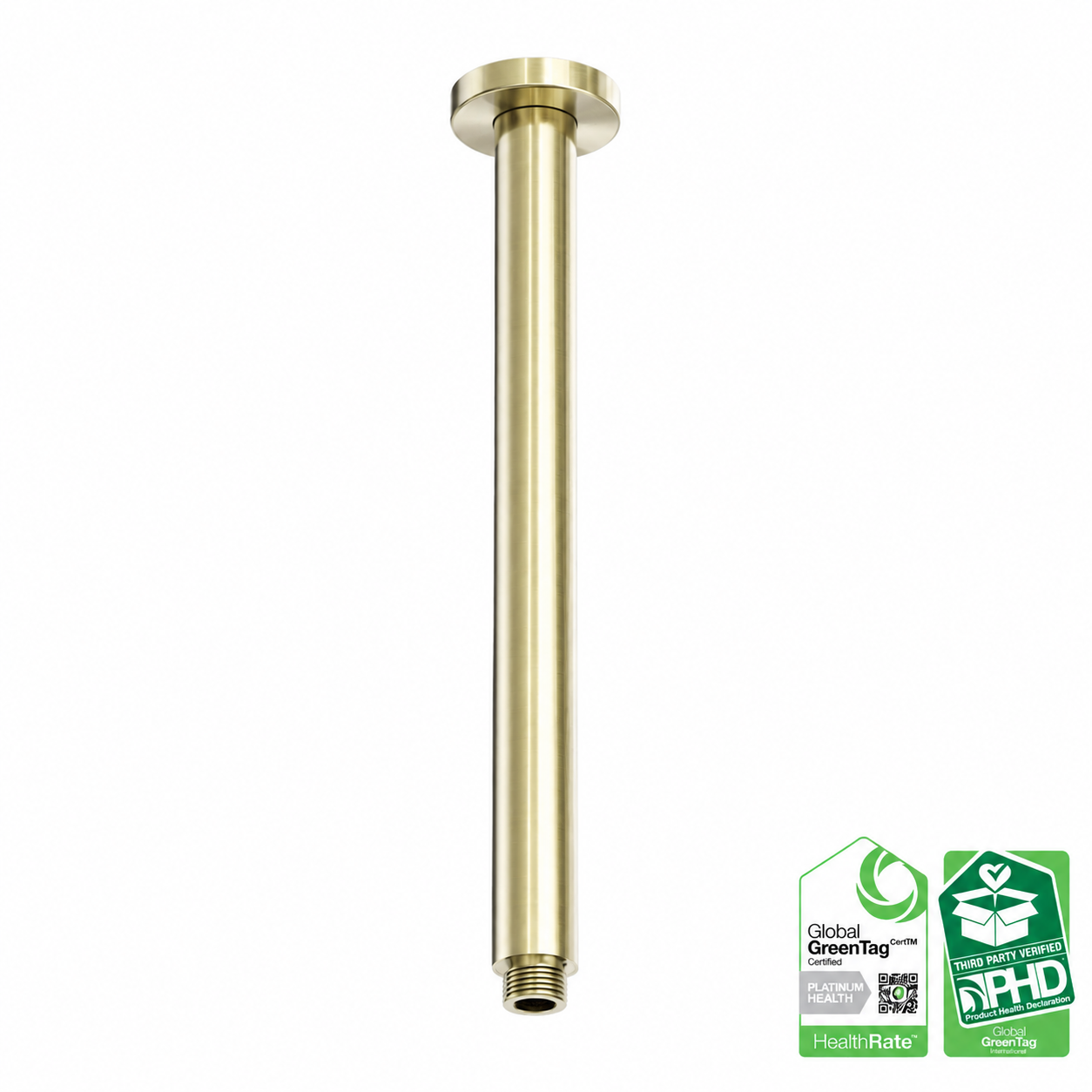 Brushed Champagne Gold Ceiling Arm - 316LRVS 30 cm - Sustainable Luxury for Rain Showers (OF510BG)