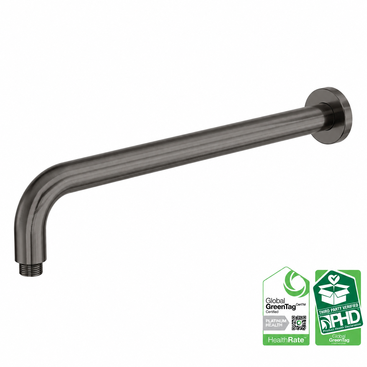 Owen &amp; Finch 316L Stainless Steel Curved Wall Arm Brushed Graphite 400mm PVD (OF509GR)