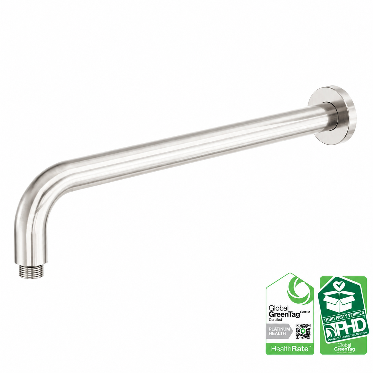 Owen &amp; Finch 316L Stainless Steel Curved Wall Arm Brushed Nickel 400mm (OF509BN)