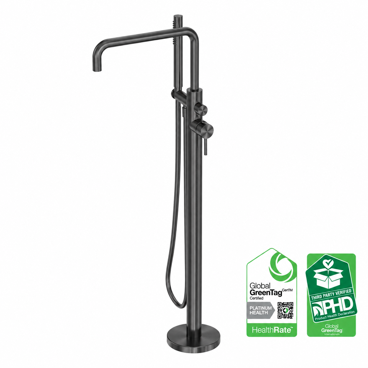 Owen &amp; Finch Luxury Freestanding Faucet – 316L Stainless Steel Brushed Graphite (PVD) – Bath and Basin Faucet – (OF162203a02GR)