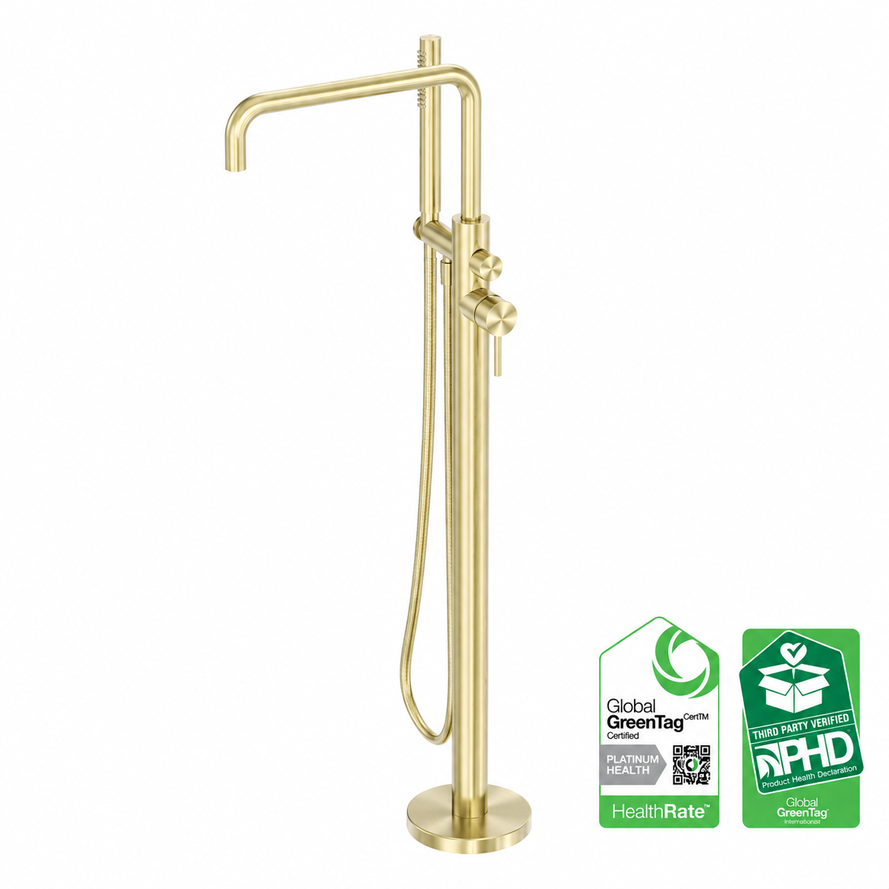 Owen &amp; Finch Luxury Freestanding Faucet – 316L Stainless Steel Brushed Champagne Gold (PVD) - Bath and Basin Faucet - (OF162203a02BG)