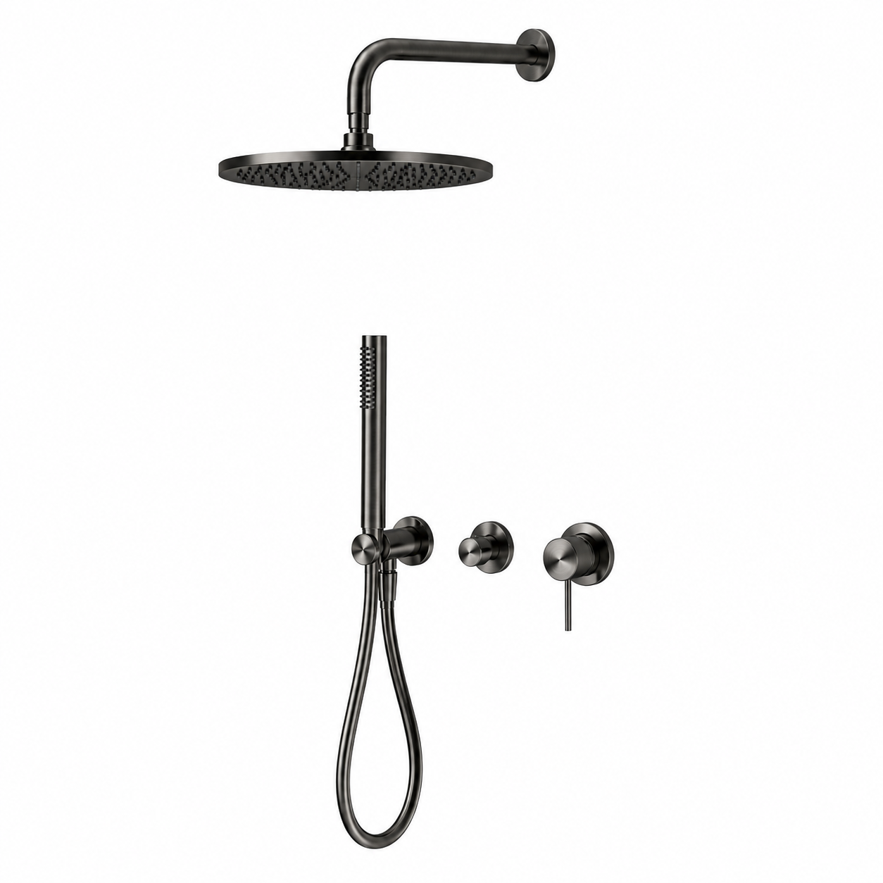 Complete Inbouw Regendoucheset Ø300 mm | Geborsteld Gun Metal PVD | Owen & Finch (OF221914GM)