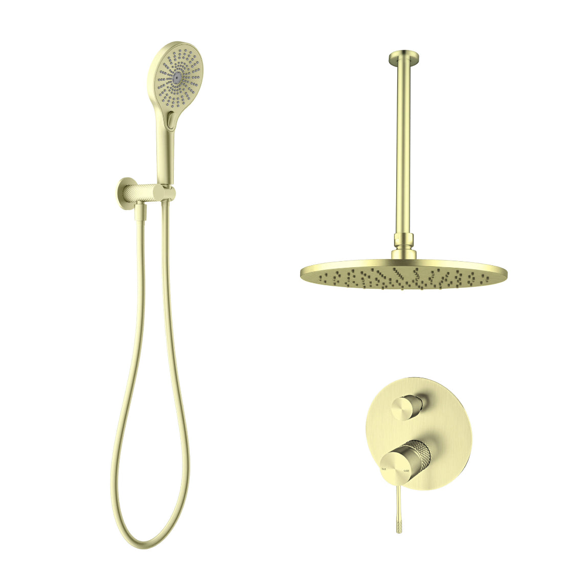 Owen & Finch – Messing Doucheset Inbouw Geborsteld Champagne Goud met PVD, Regendouche & Mengkraan Met Omstel (OF251911BG)
