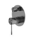 Owen &amp; Finch Brass Mixer Tap with Diverter &amp; Backplate – Brushed Graphite PVD | Luxury Diamond Knurling &amp; Durable (OF251909aGR)
