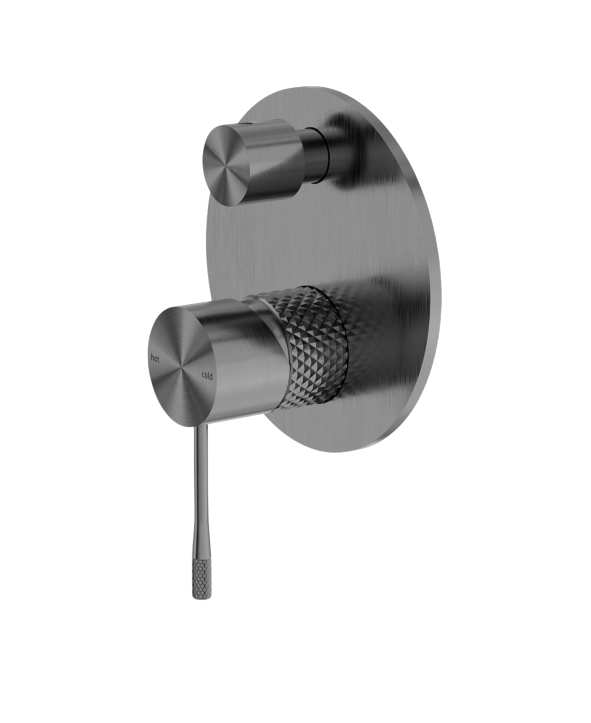 Owen &amp; Finch Brass Mixer Tap with Diverter &amp; Backplate – Brushed Graphite PVD | Luxury Diamond Knurling &amp; Durable (OF251909aGR)