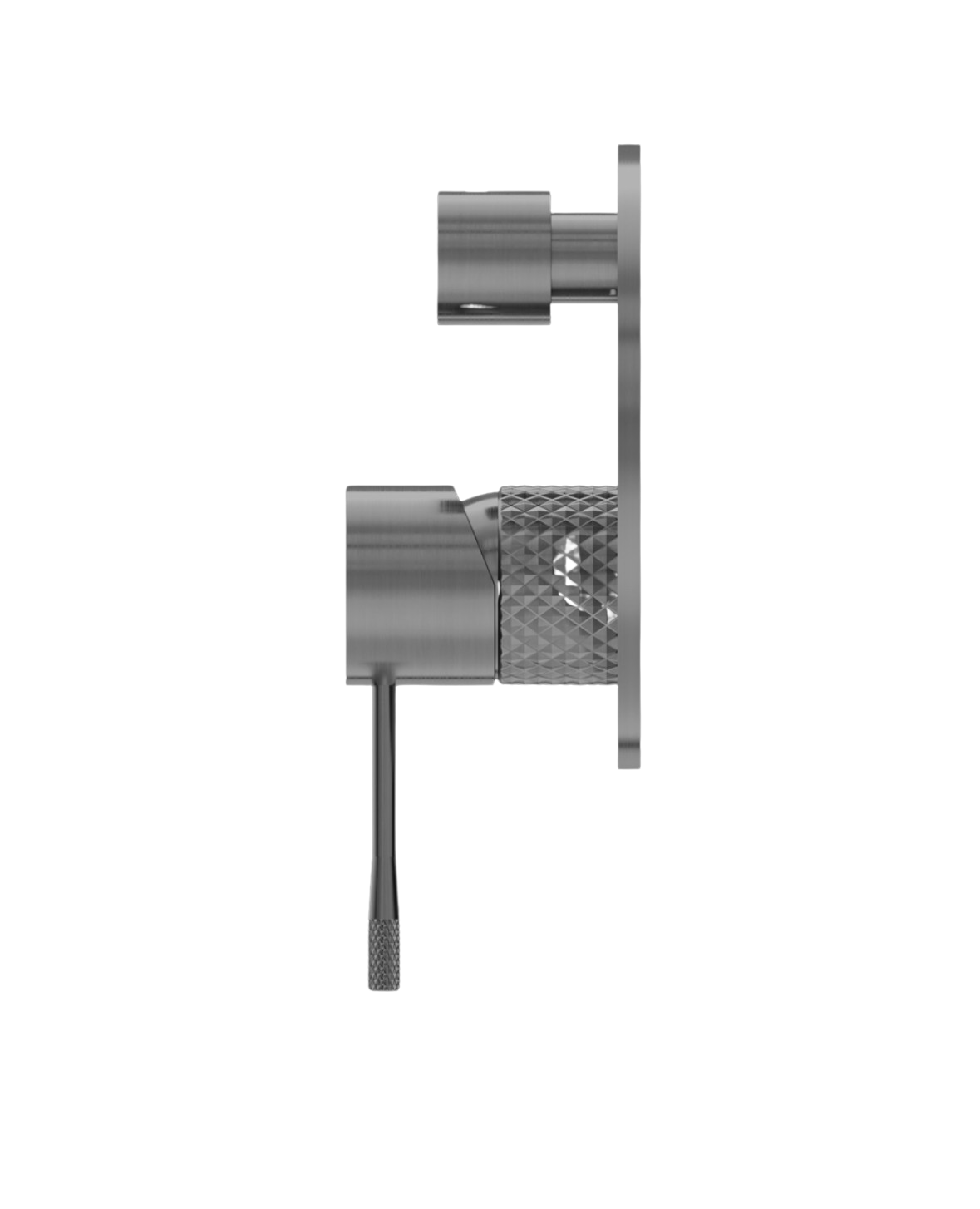 Owen &amp; Finch Brass Mixer Tap with Diverter &amp; Backplate – Brushed Graphite PVD | Luxury Diamond Knurling &amp; Durable (OF251909aGR)