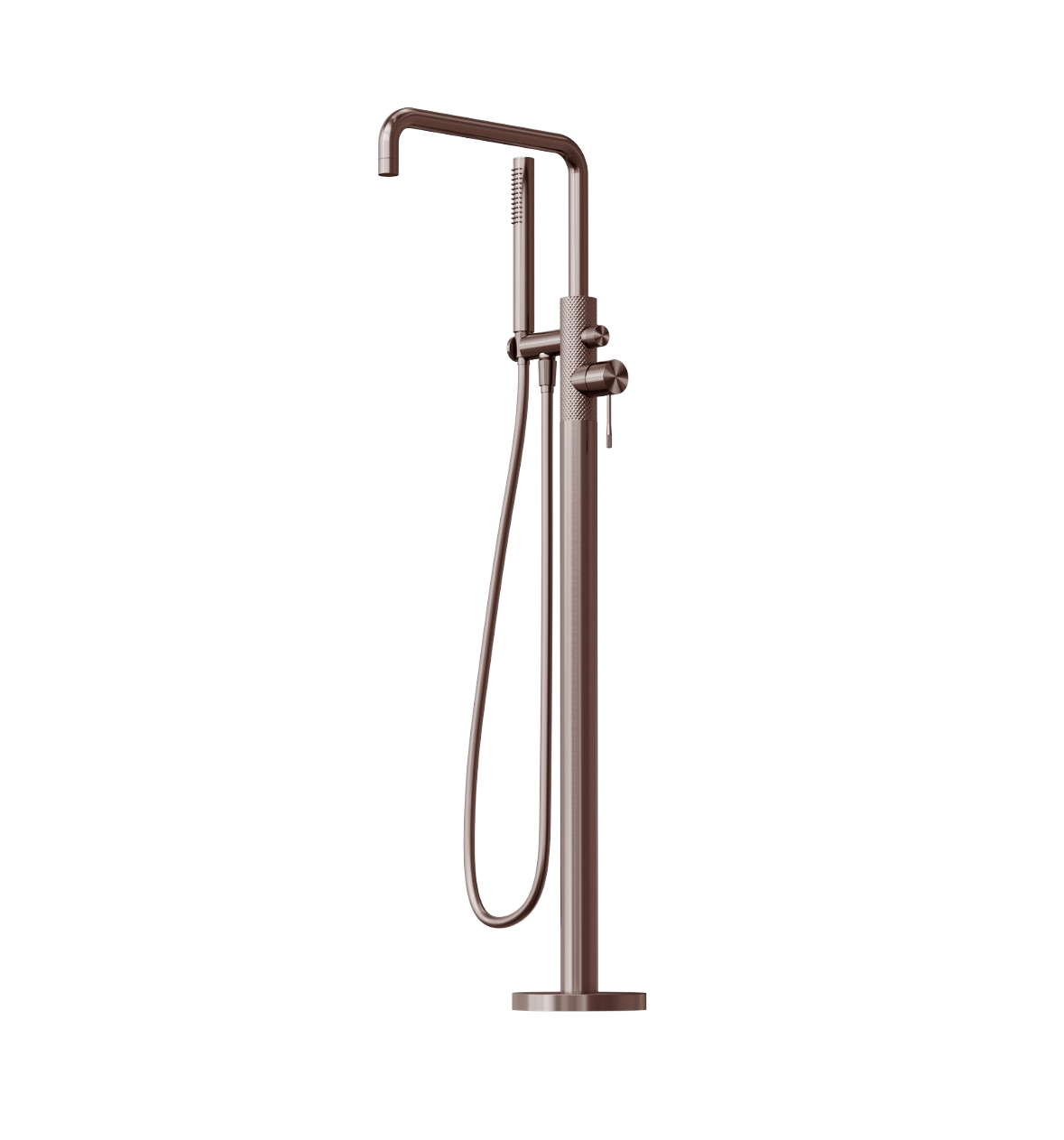 Owen &amp; Finch Luxury Freestanding Bath and Basin Faucet with Diamond Knurling – Brushed Satin Bronze (PVD) - Lead-Free Brass (OF251903aBZ)
