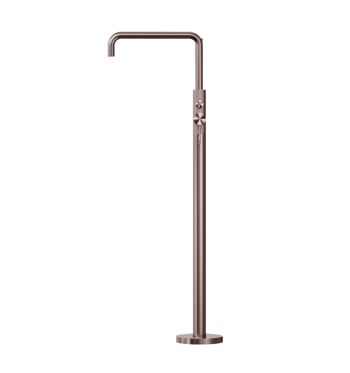 Owen &amp; Finch Luxury Freestanding Bath and Basin Faucet with Diamond Knurling – Brushed Satin Bronze (PVD) - Lead-Free Brass (OF251903aBZ)
