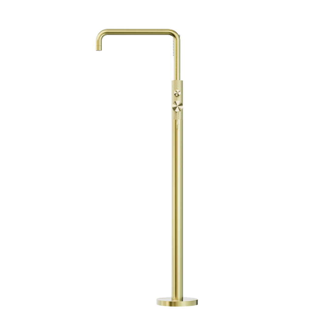 Owen & Finch Luxe Vrijstaande Bad- en Wastafelkraan met Diamantkarteling – Geborsteld Champagne Goud (PVD) - Loodvrij Messing (OF251903aBG)