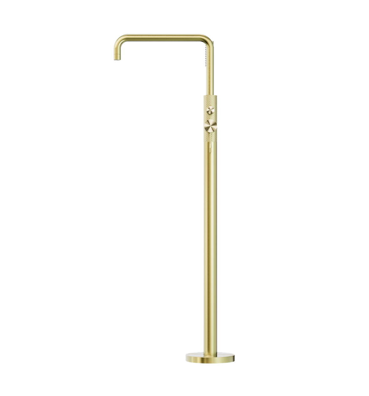 Owen &amp; Finch Luxury Freestanding Bath and Basin Faucet with Diamond Knurling – Brushed Champagne Gold (PVD) – Lead-Free Brass (OF251903aBG)