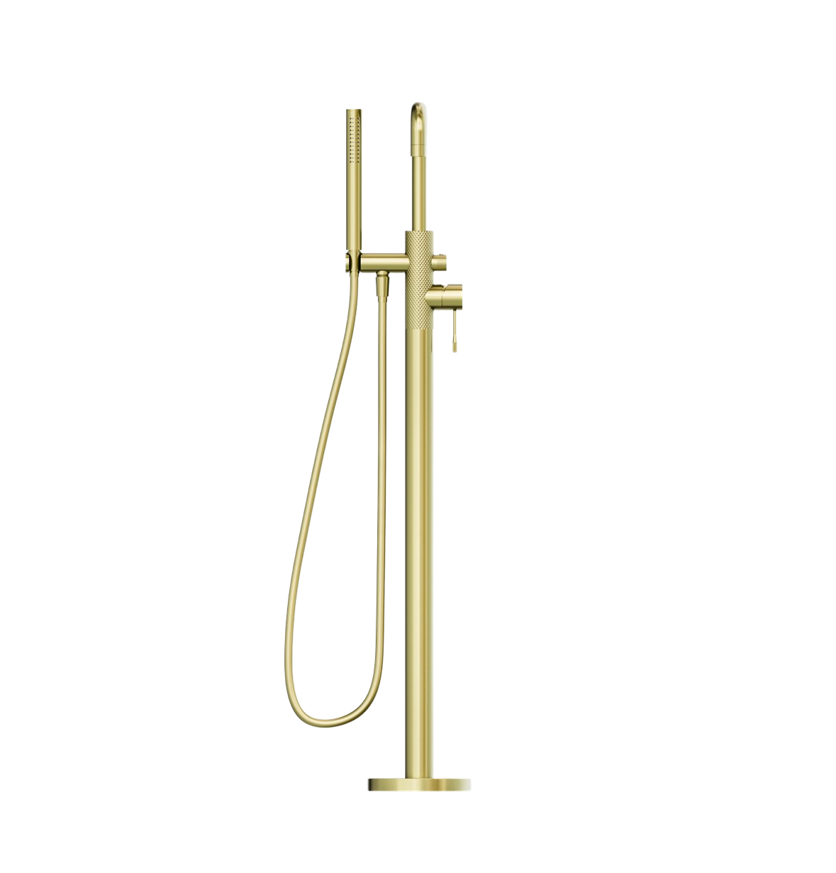Owen &amp; Finch Luxury Freestanding Bath and Basin Faucet with Diamond Knurling – Brushed Champagne Gold (PVD) – Lead-Free Brass (OF251903aBG)