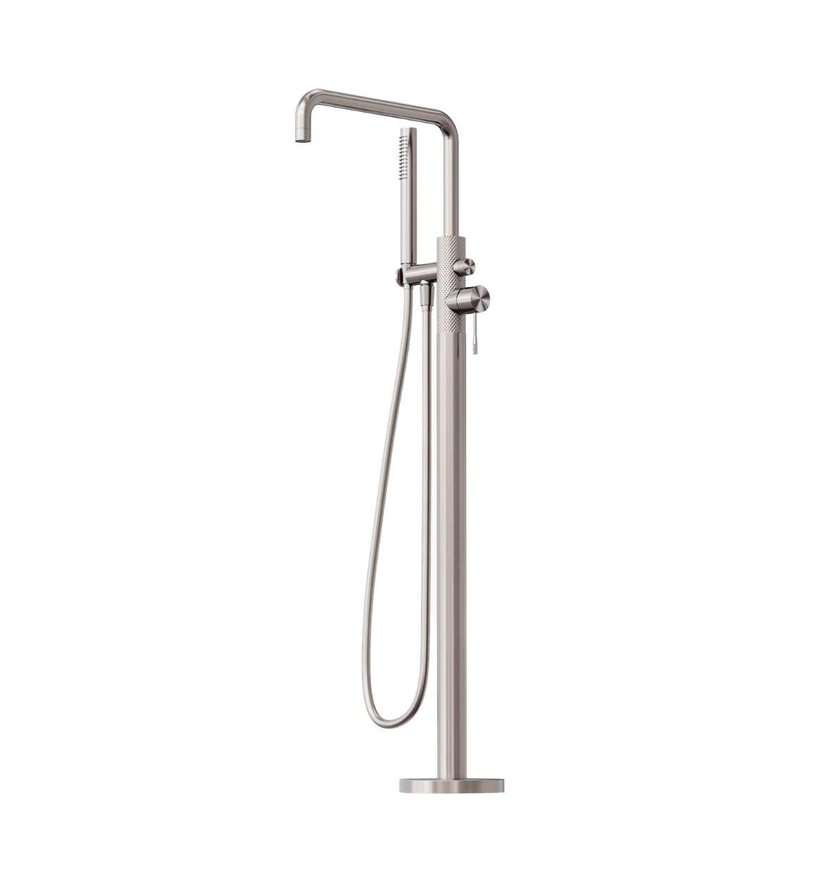 Owen &amp; Finch Luxury Freestanding Bath and Basin Faucet with Diamond Knurling – Brushed Nickel - Lead-Free Brass (OF251903aBN) 