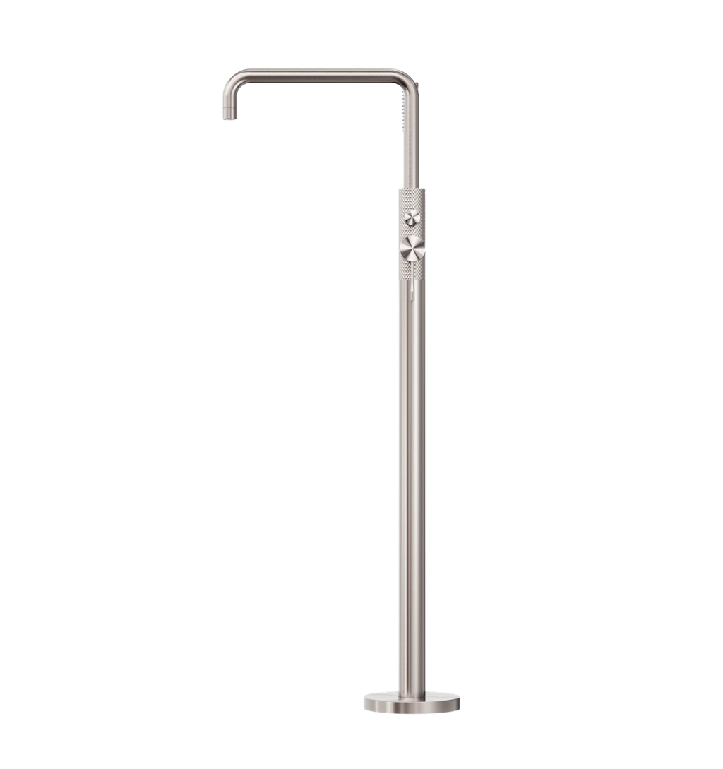 Owen & Finch Luxe Vrijstaande Bad- en Wastafelkraan met Diamantkarteling – Geborsteld Nikkel -  Loodvrij Messing (OF251903aBN)